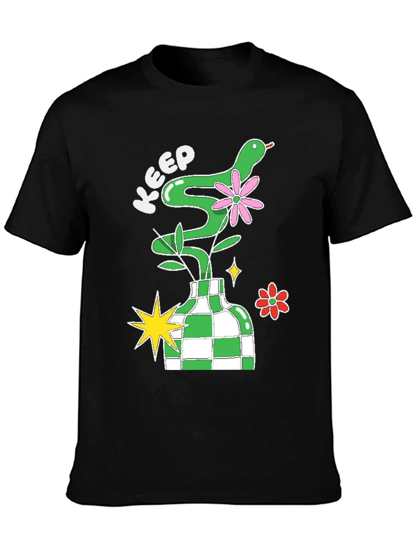 Black Keep Snake Plant Tee - Quirky Graphic T-Shirt view 3