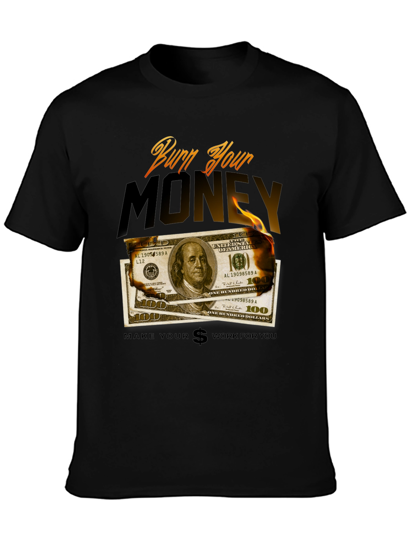 Black Burn Your Money Graphic Tee view 3