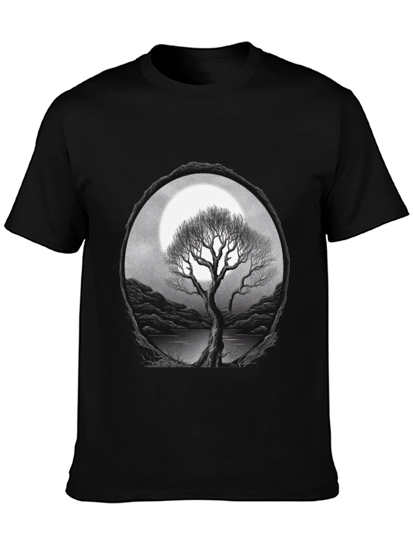 Black Moonlit Tree Graphic Tee - Unisex view 3