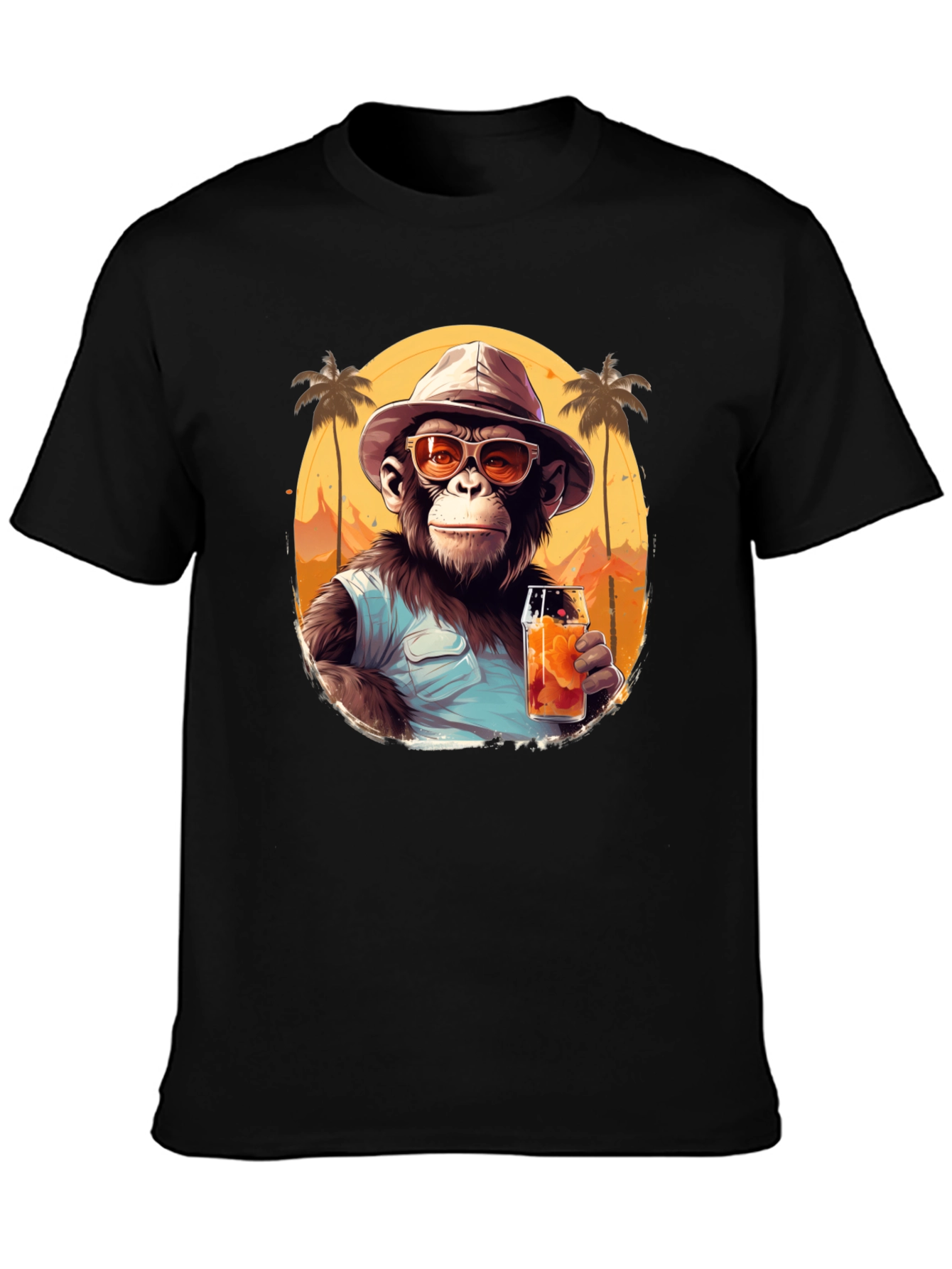 Black Tropical Monkey Graphic Tee - Vacation Vibes view 3