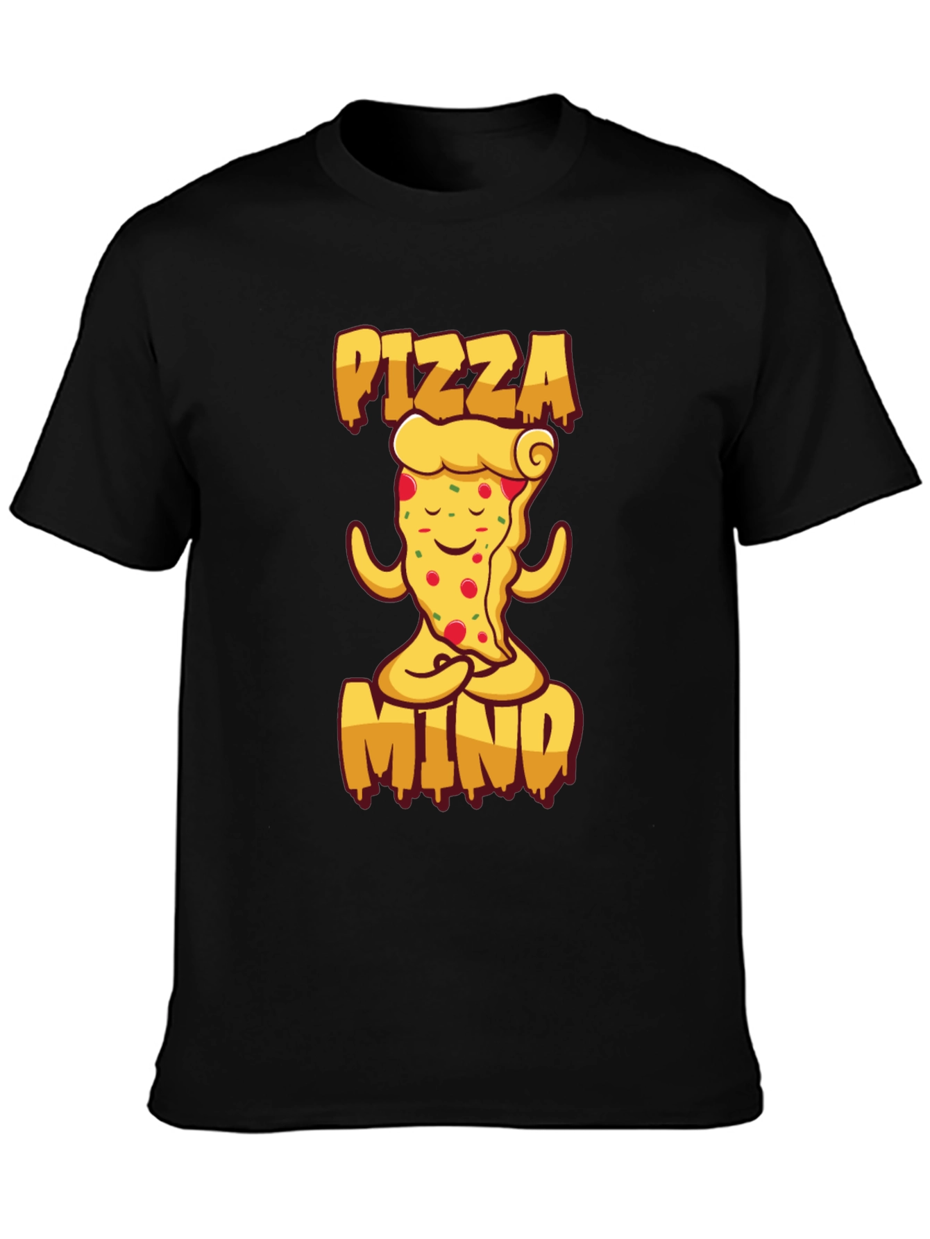 Black Pizza Mind Black T-Shirt for Men view 3