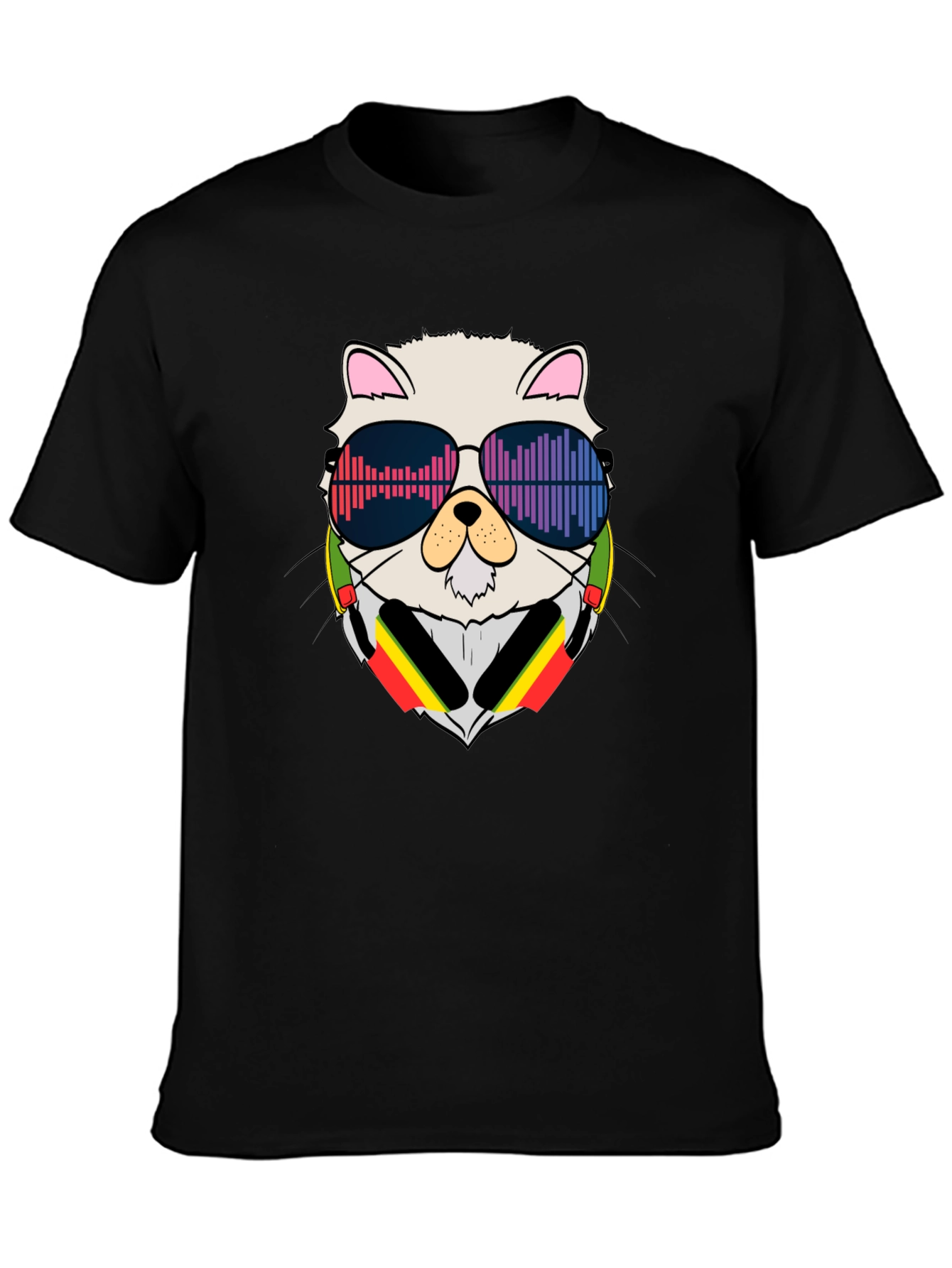 Black Cool Cat DJ Black T-Shirt view 3