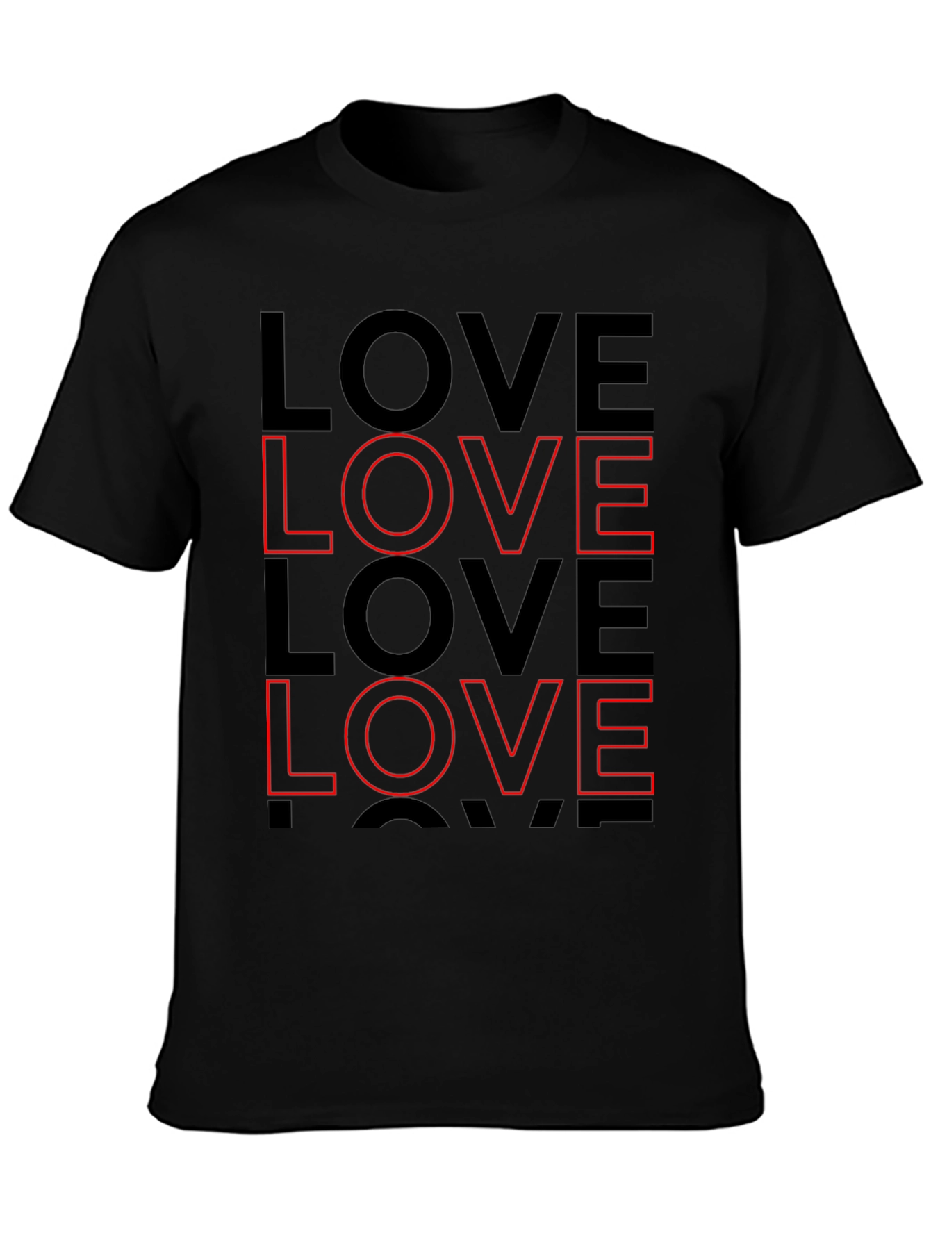 Black LOVE Graphic Print Black T-Shirt view 3