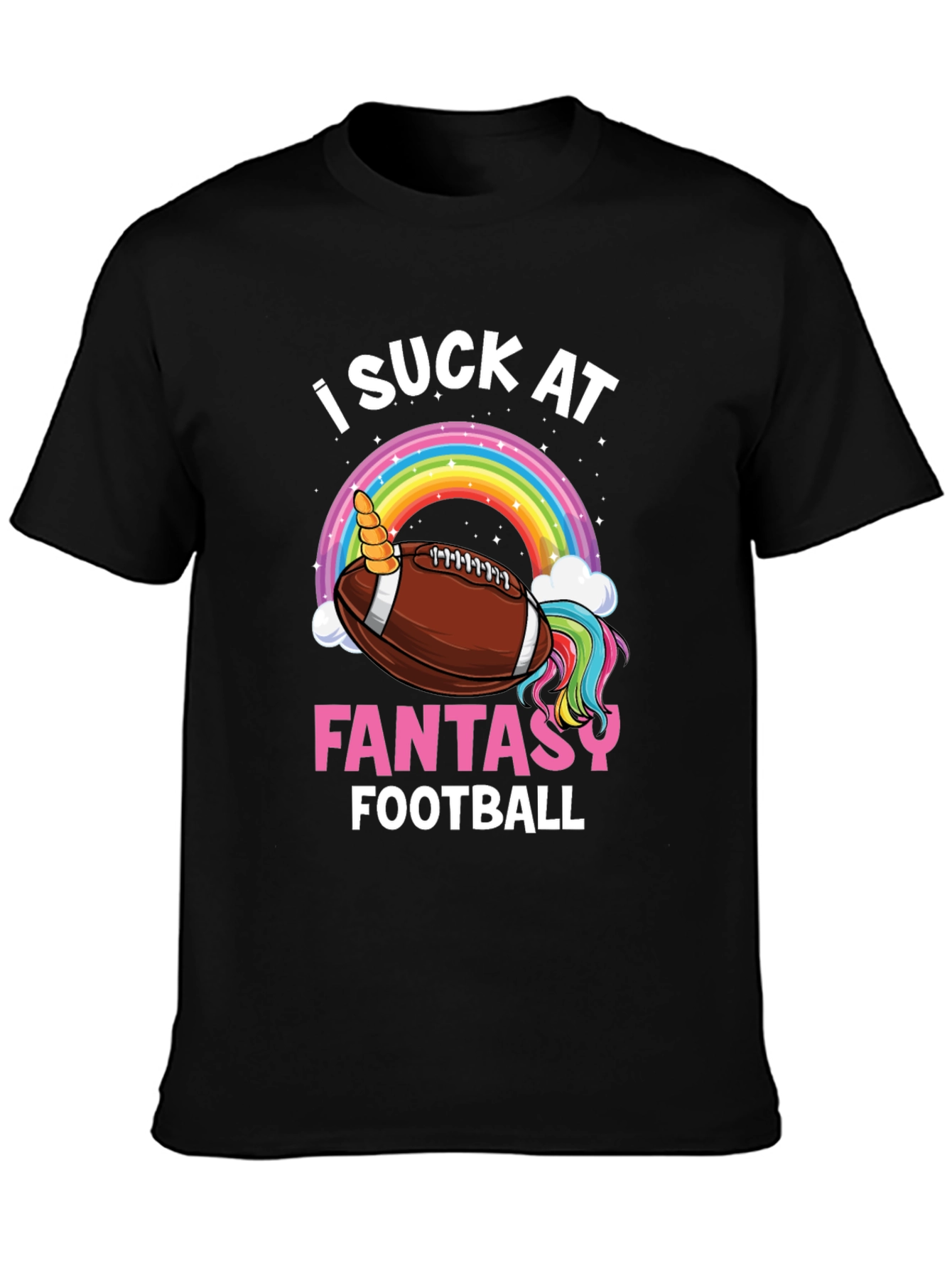 Black Funny Unicorn Football T-Shirt view 3