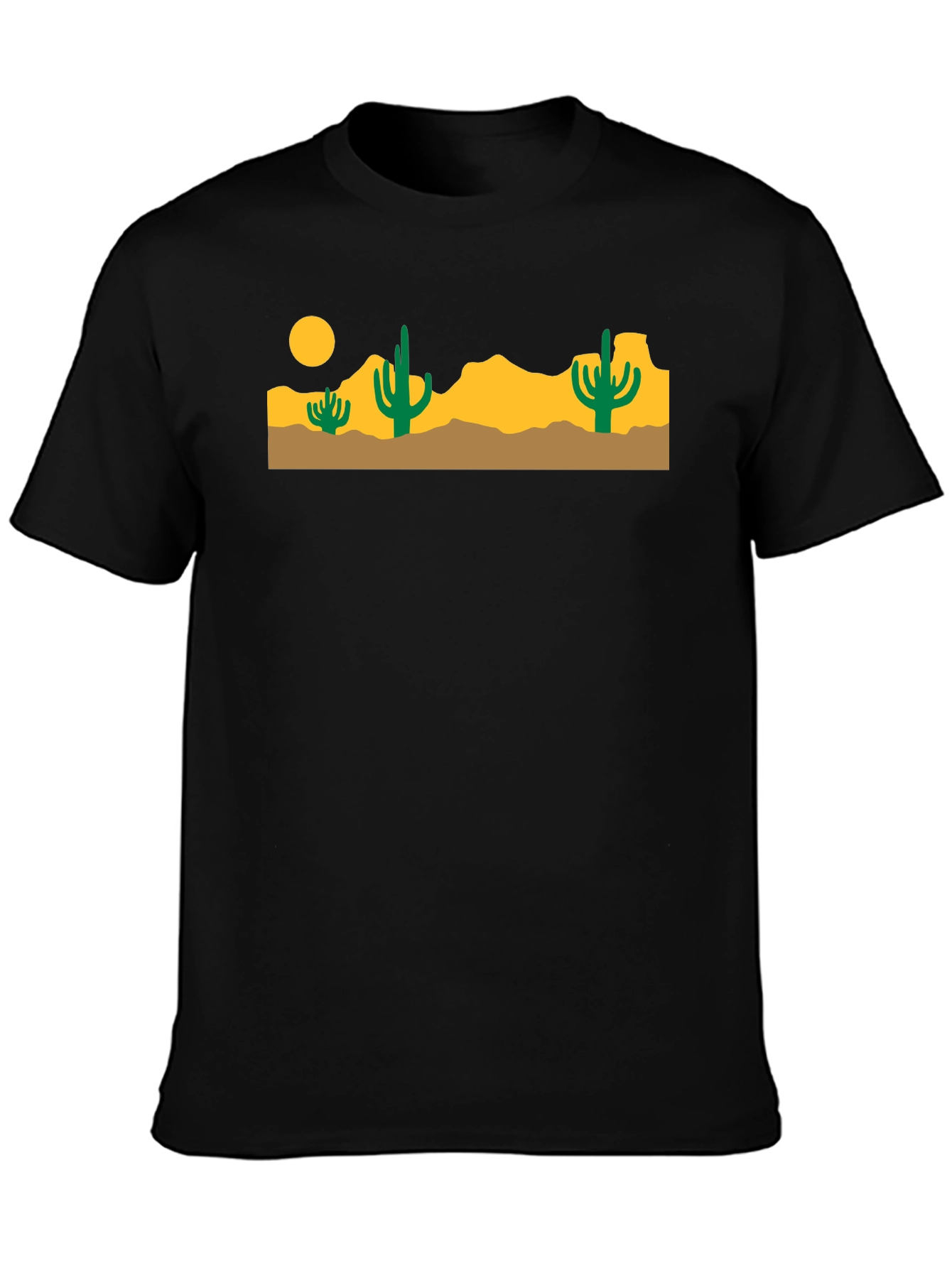 Black Desert Cactus Graphic Tee - Black Cotton T-Shirt view 3