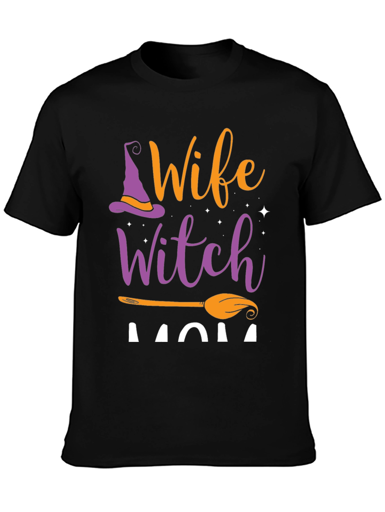 Black Wife Witch Mom Halloween T-Shirt view 3