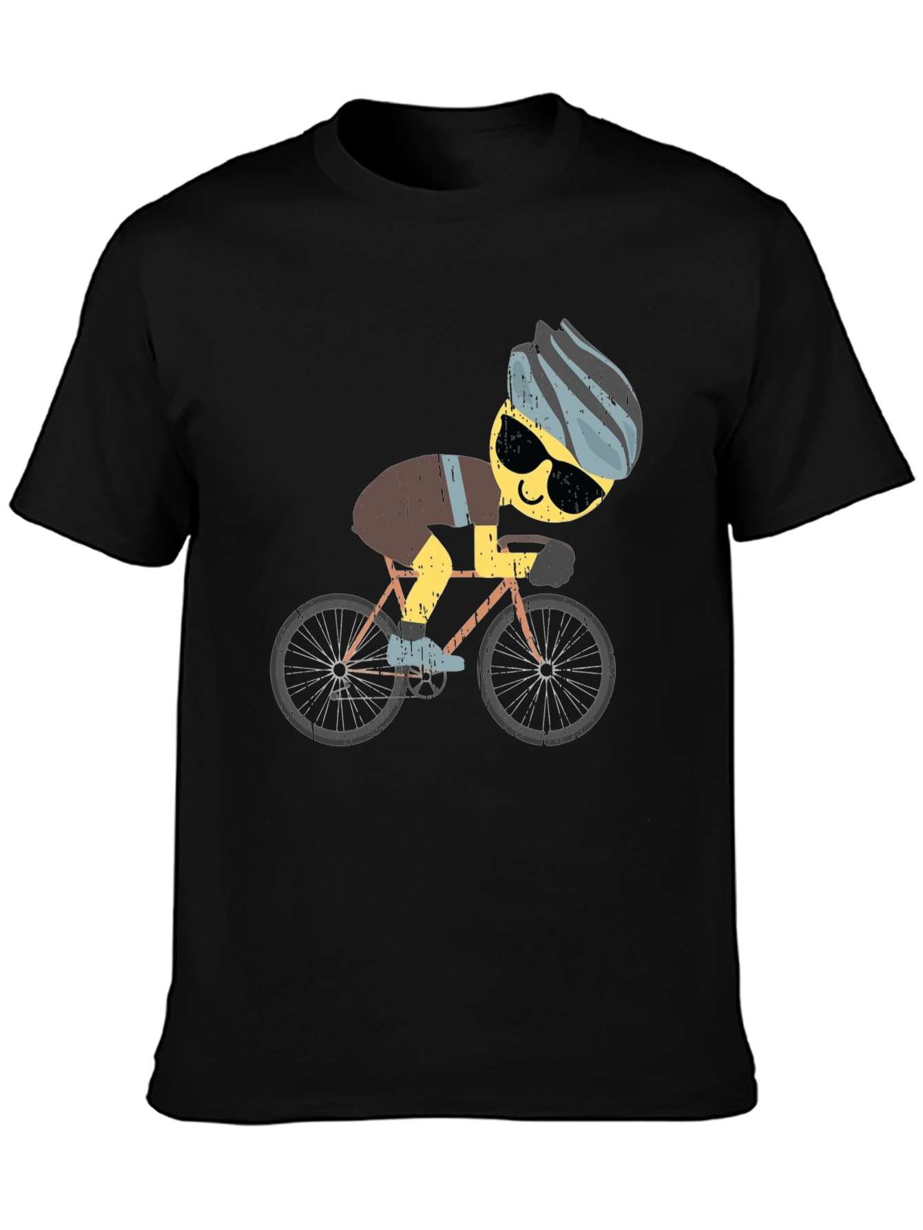 Black Funny Cyclist Graphic T-Shirt - Black view 3