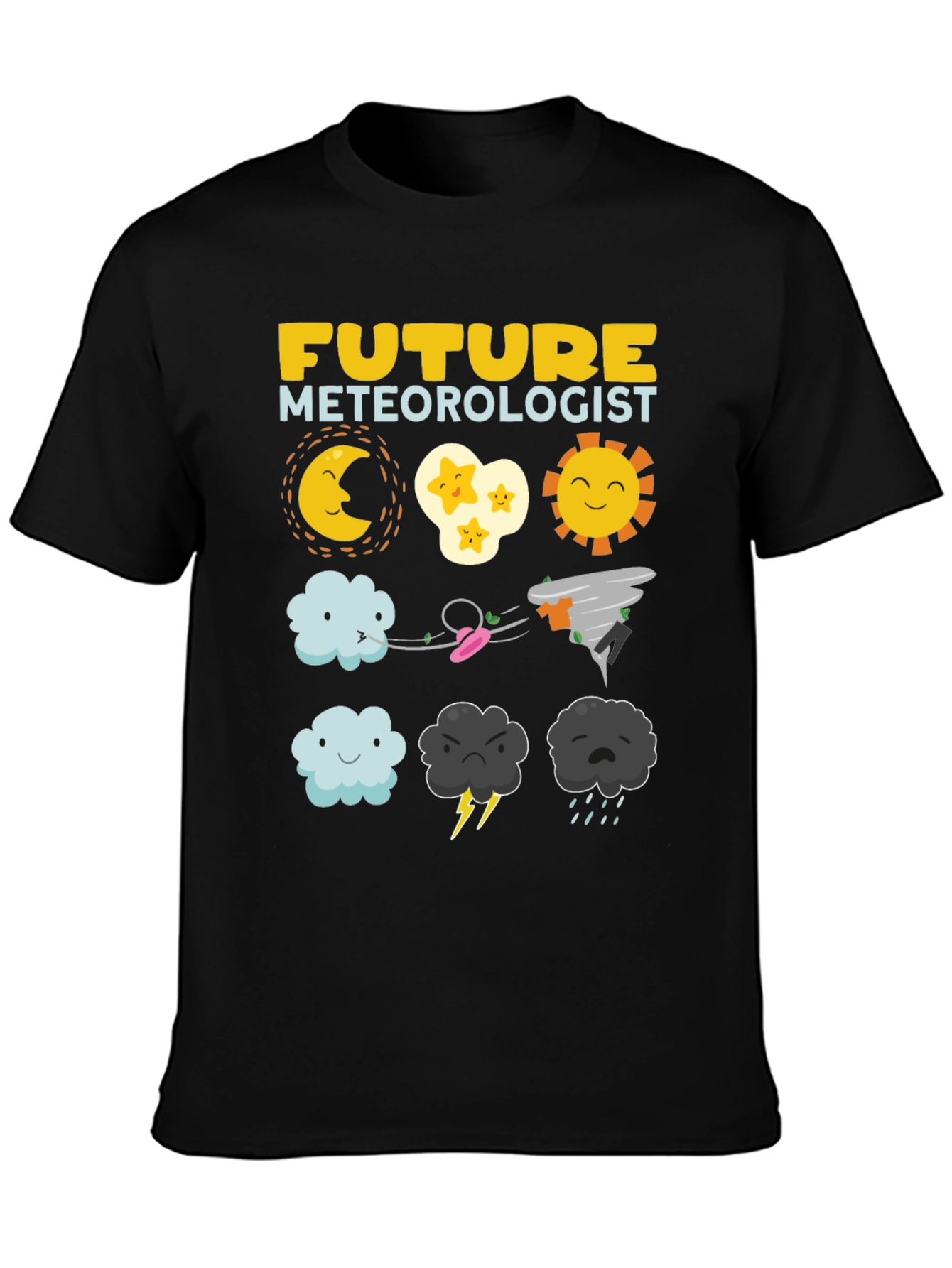 Black Future Meteorologist Black T-Shirt view 3