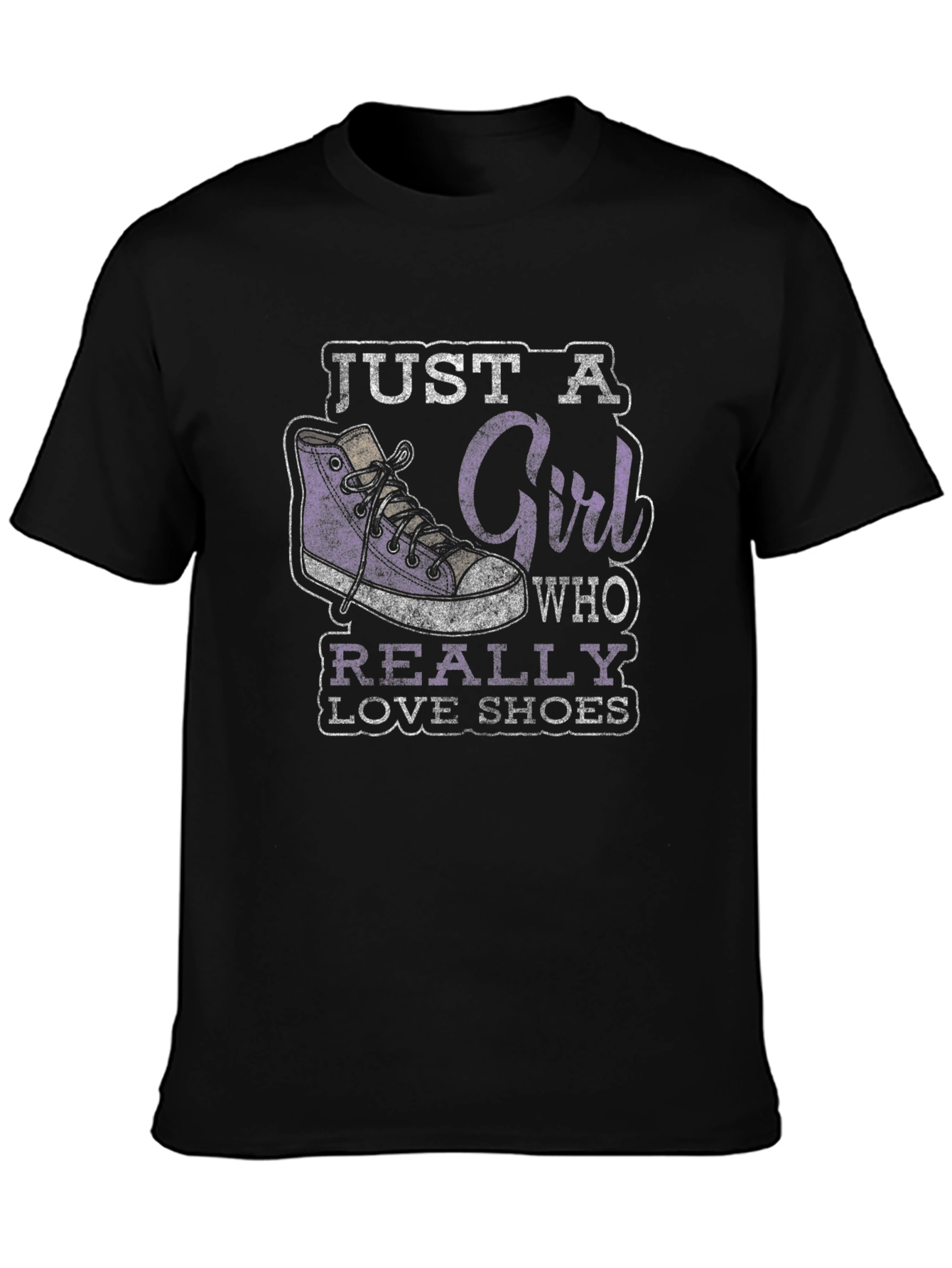 Black Just a Girl Who Really Loves Shoes Graphic Tee view 3