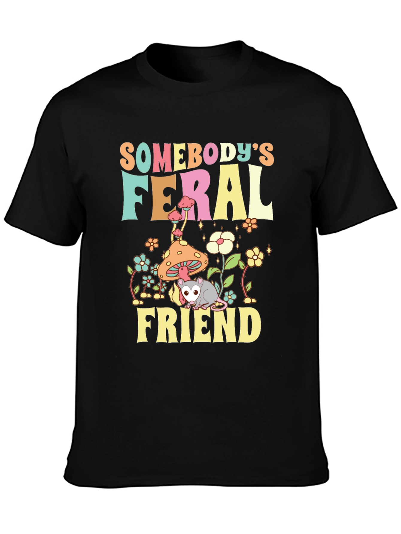 Black Feral Friend Graphic T-Shirt view 3