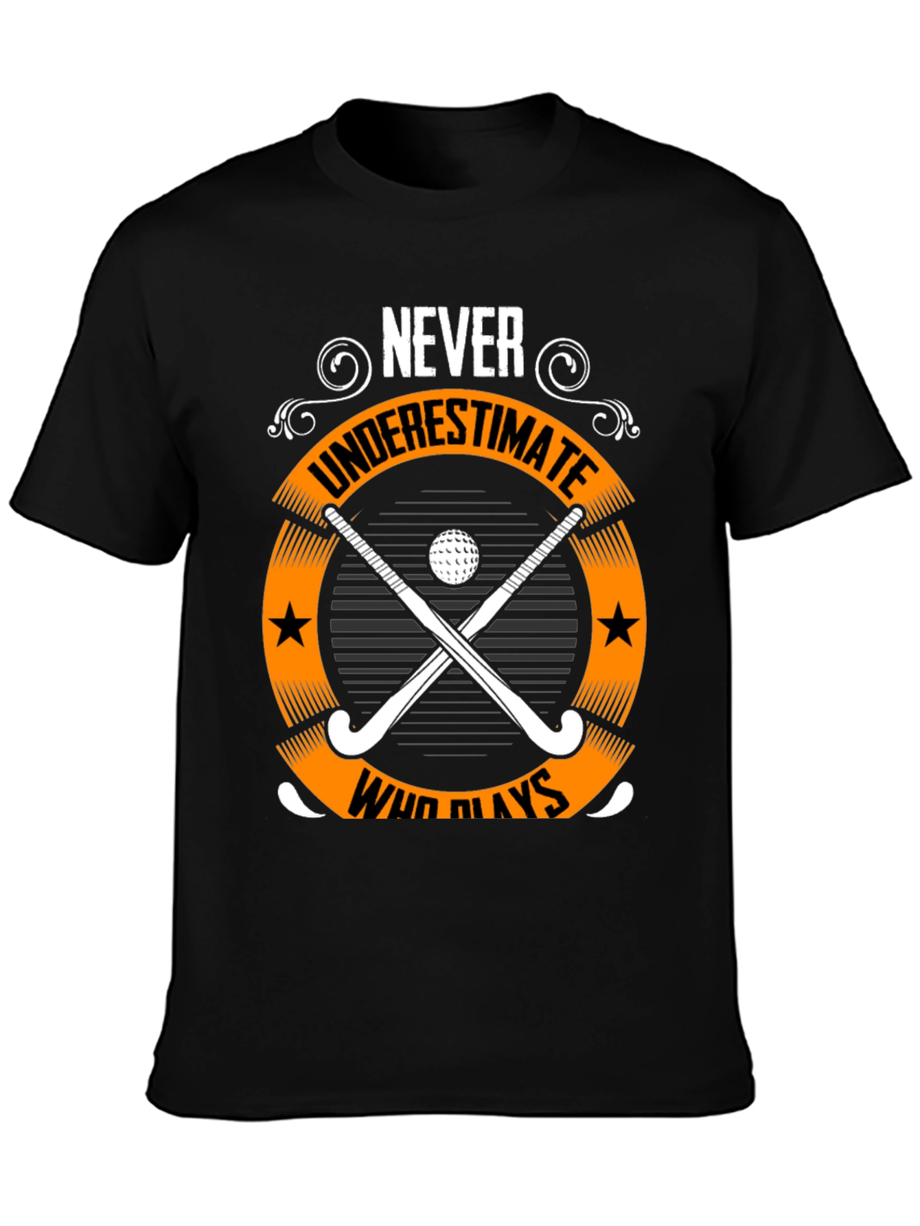 Black Never Underestimate Who Plays Hockey Graphic Tee view 3