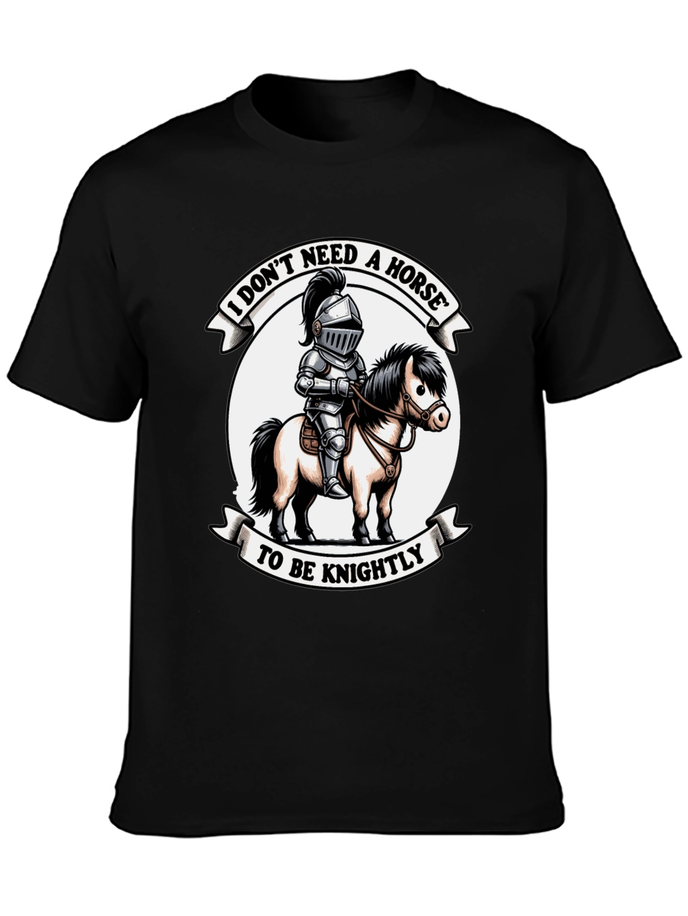 Black Knightly T-Shirt: No Horse Needed! view 3