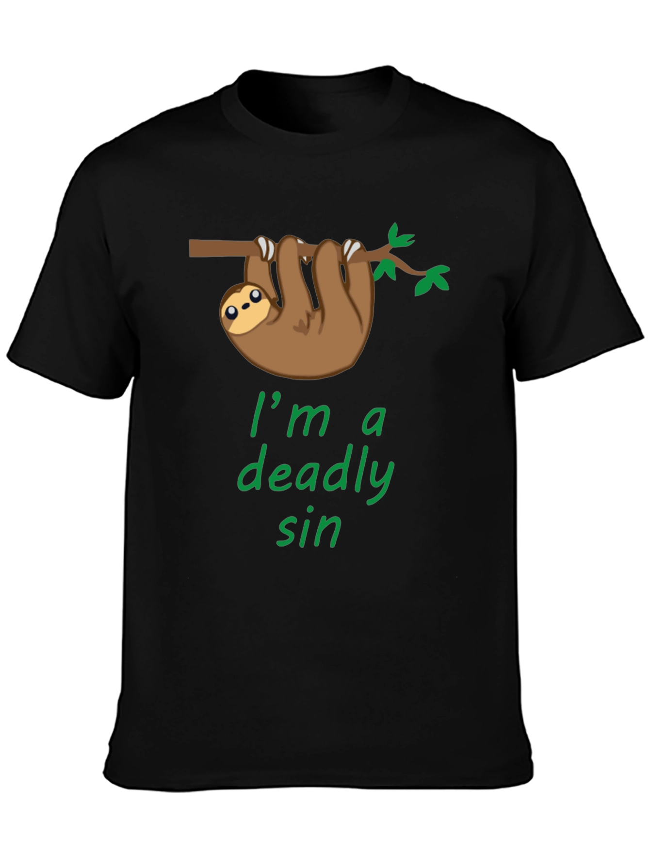 Black Sloth Deadly Sin Graphic Tee - Cute & Comfy! view 3
