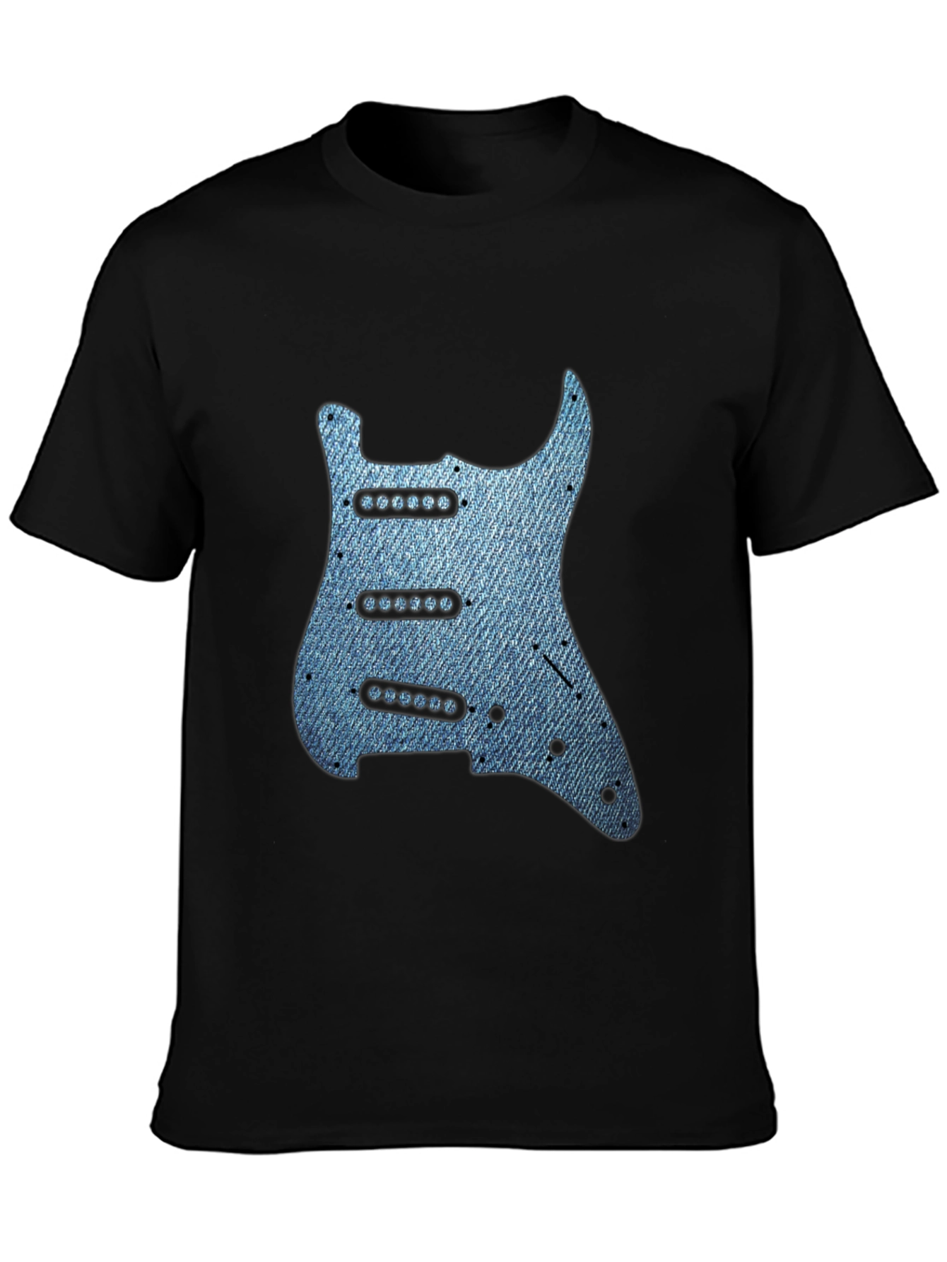 Black Guitar Pickguard Denim T-Shirt view 3