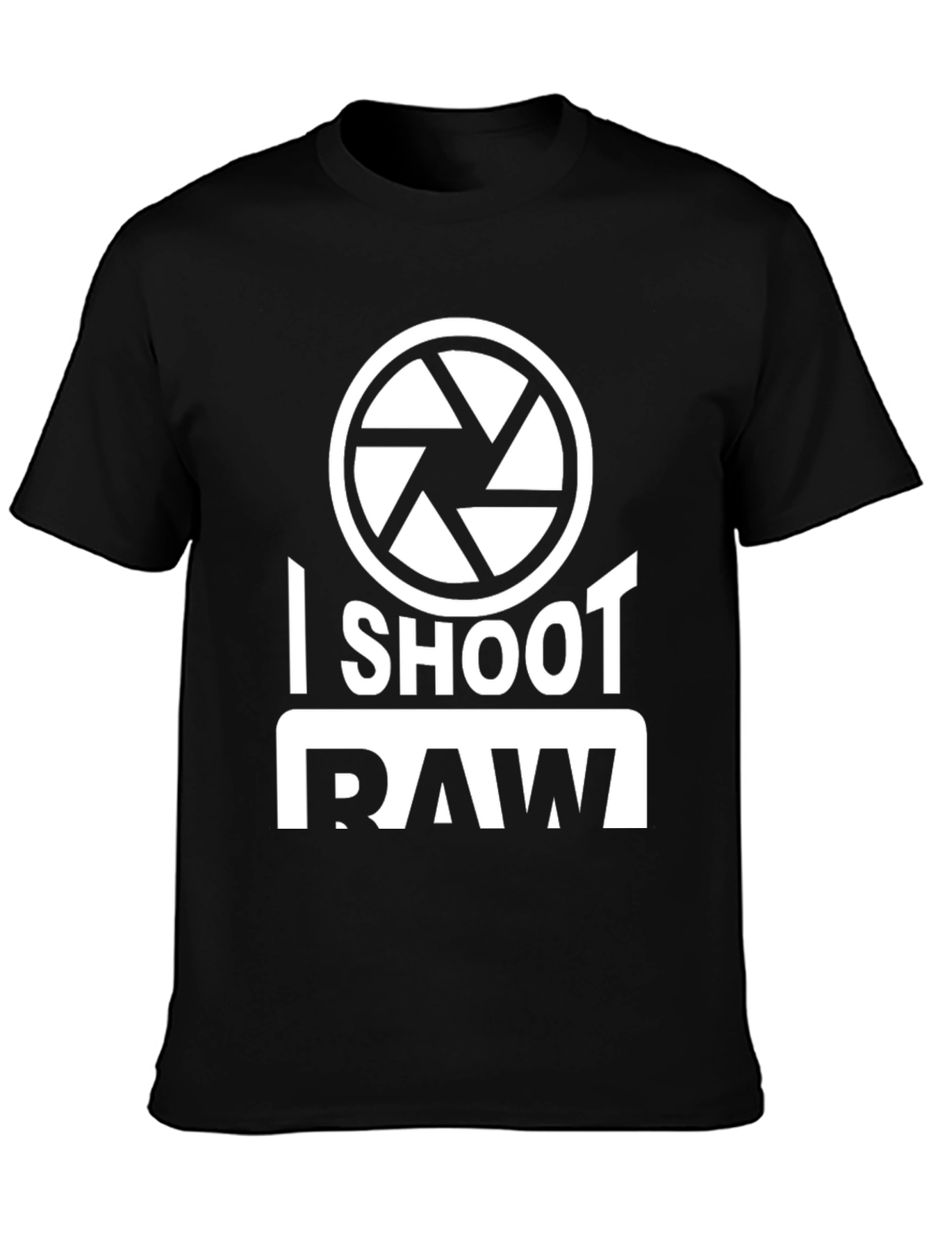 Black I Shoot RAW Black Graphic T-Shirt view 3