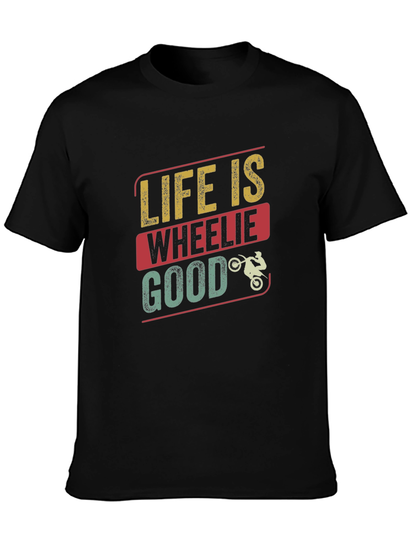 Black Life is Wheelie Good T-Shirt - Black Crew Neck Tee view 3
