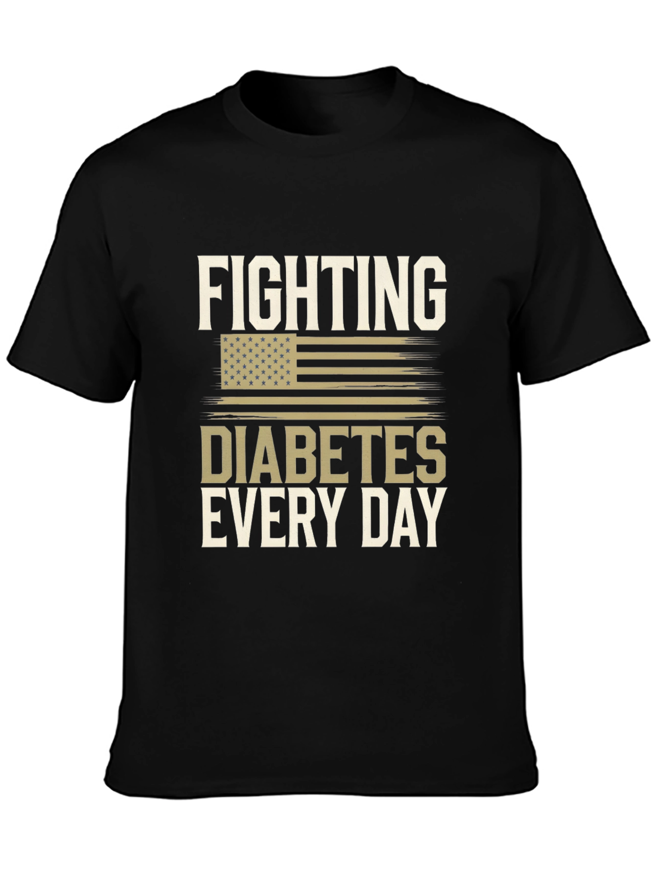 Black Fighting Diabetes T-Shirt view 3