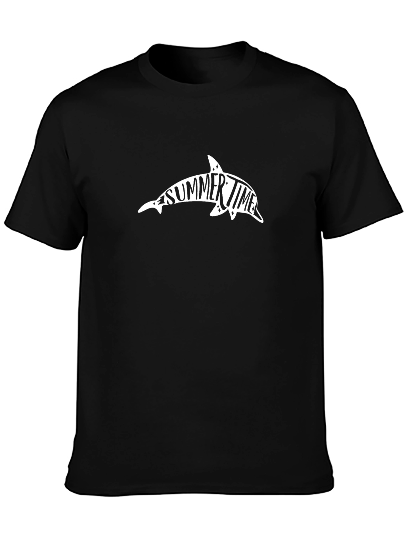 Black Summer Time Dolphin Graphic T-Shirt - Black view 3