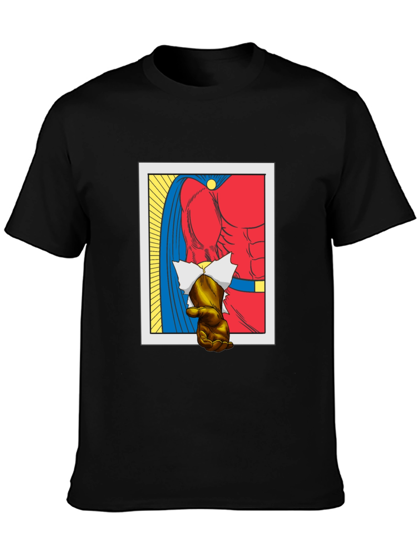 Black Superhero Chest Comic Graphic T-Shirt view 3