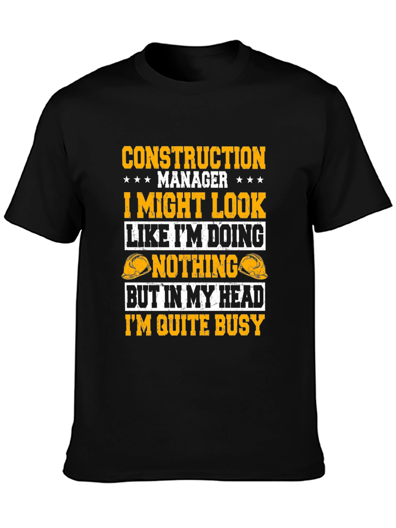 Black Construction Manager Funny Graphic Tee view 3