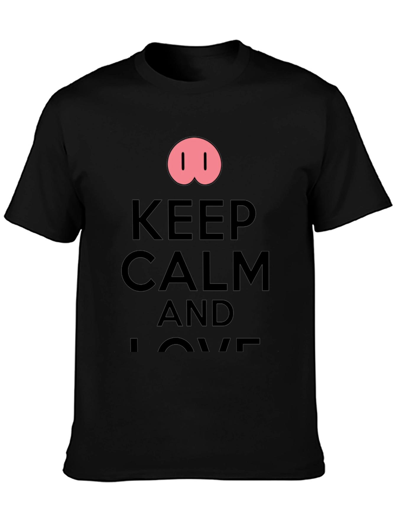 Black Keep Calm and Love Pigs T-Shirt view 3
