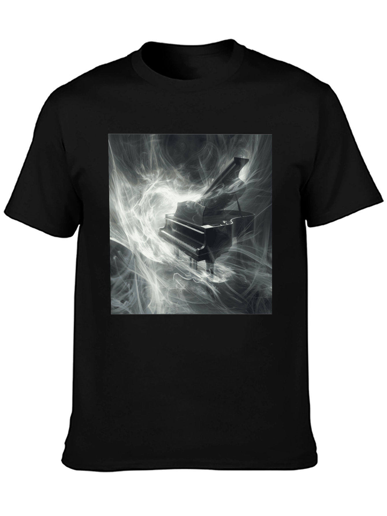 Black Piano Music T-Shirt - Artistic Black Tee view 3