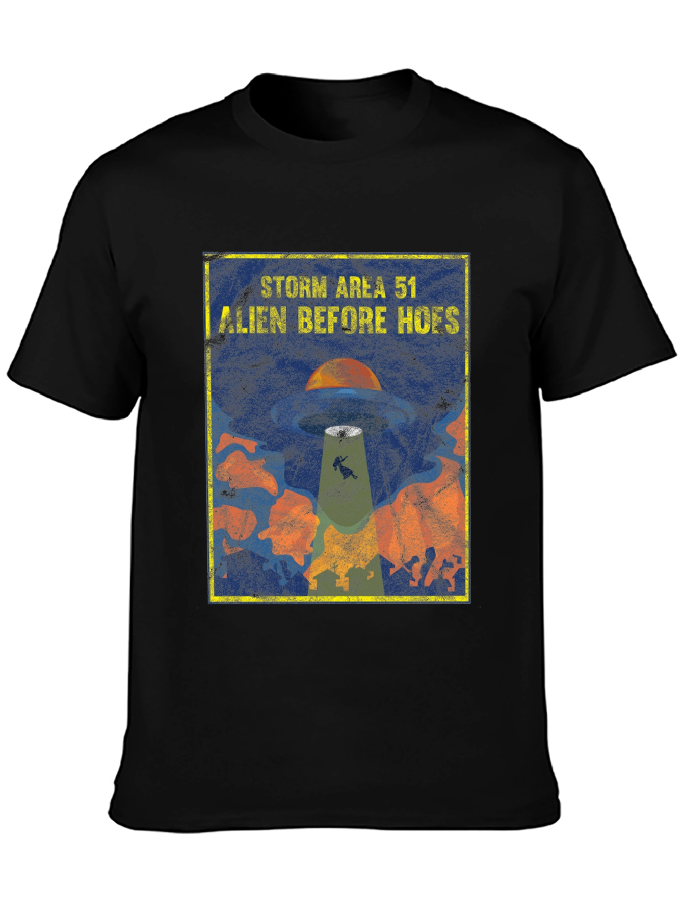 Black Storm Area 51 Alien Before Hoes Graphic T-Shirt view 3