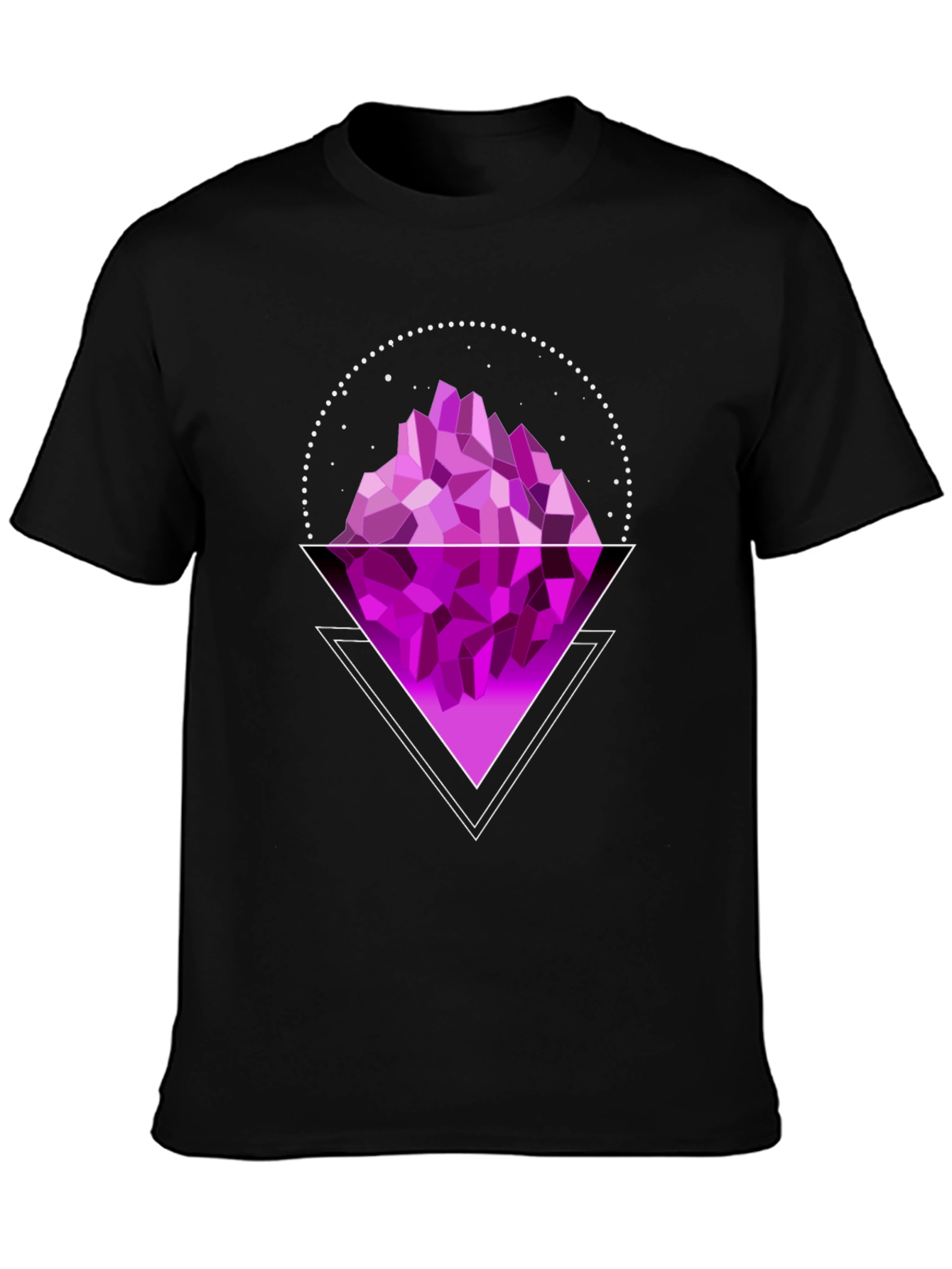 Black Geometric Purple Mountain Graphic T-Shirt view 3