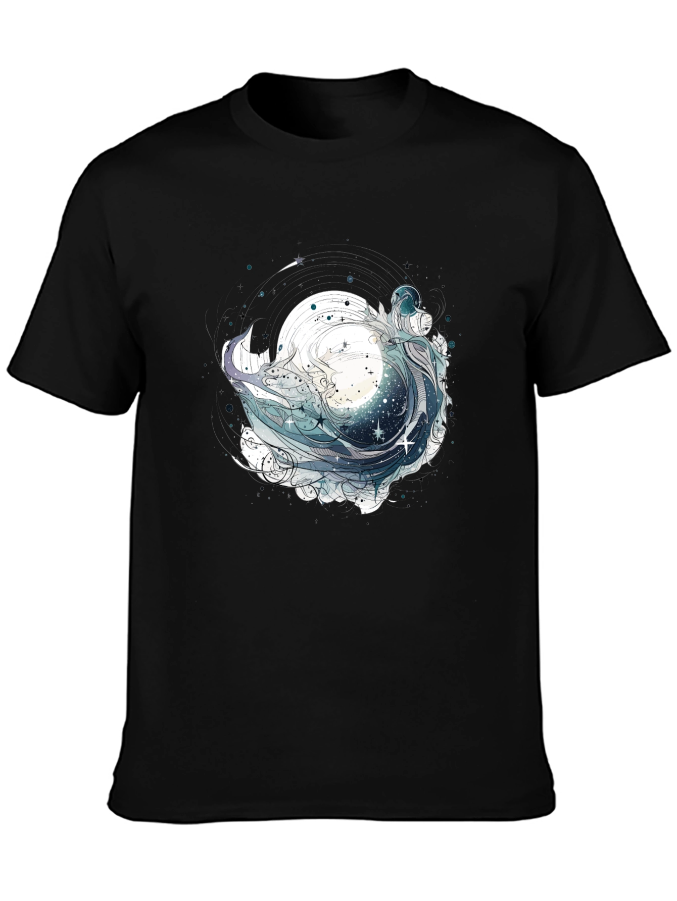 Black Celestial Wave Graphic Tee - Black view 3