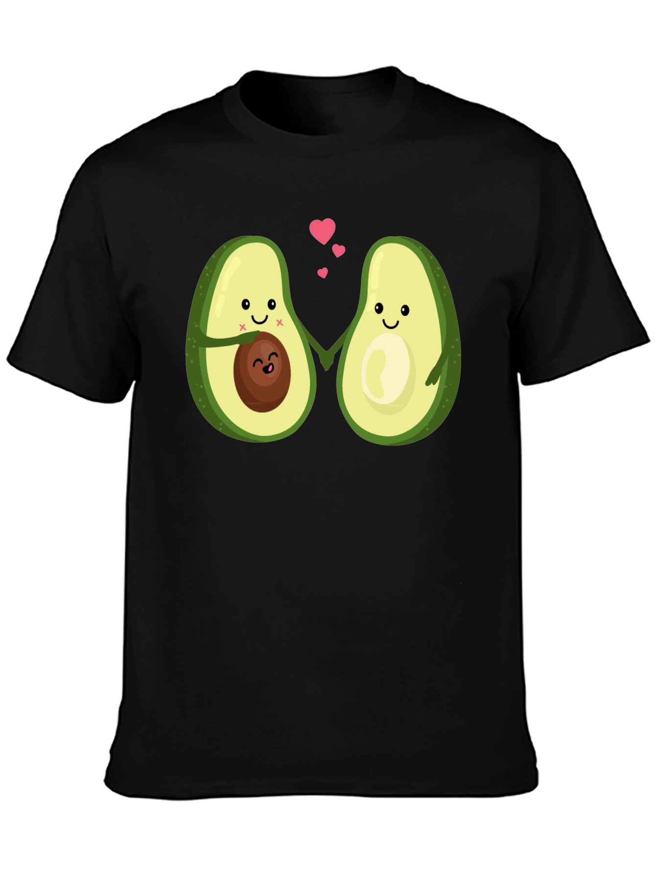Black Cute Avocado Couple Black T-Shirt view 3