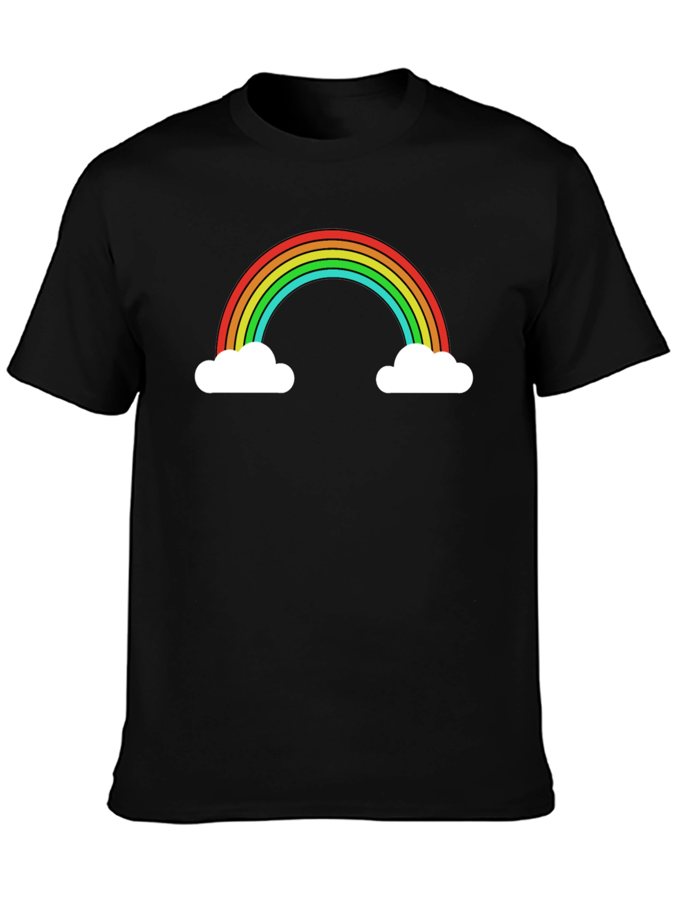 Black Rainbow Cloud Graphic Tee - Black Casual T-Shirt view 3
