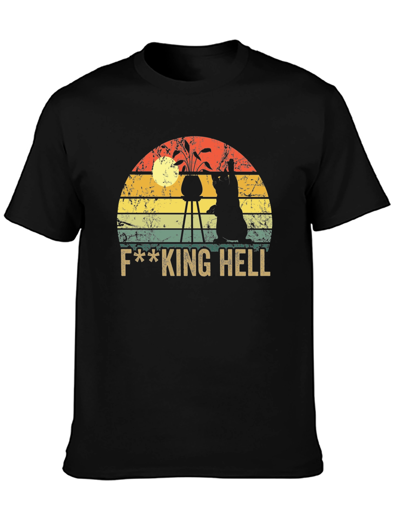 Black F***ing Hell Cat Graphic T-Shirt view 3