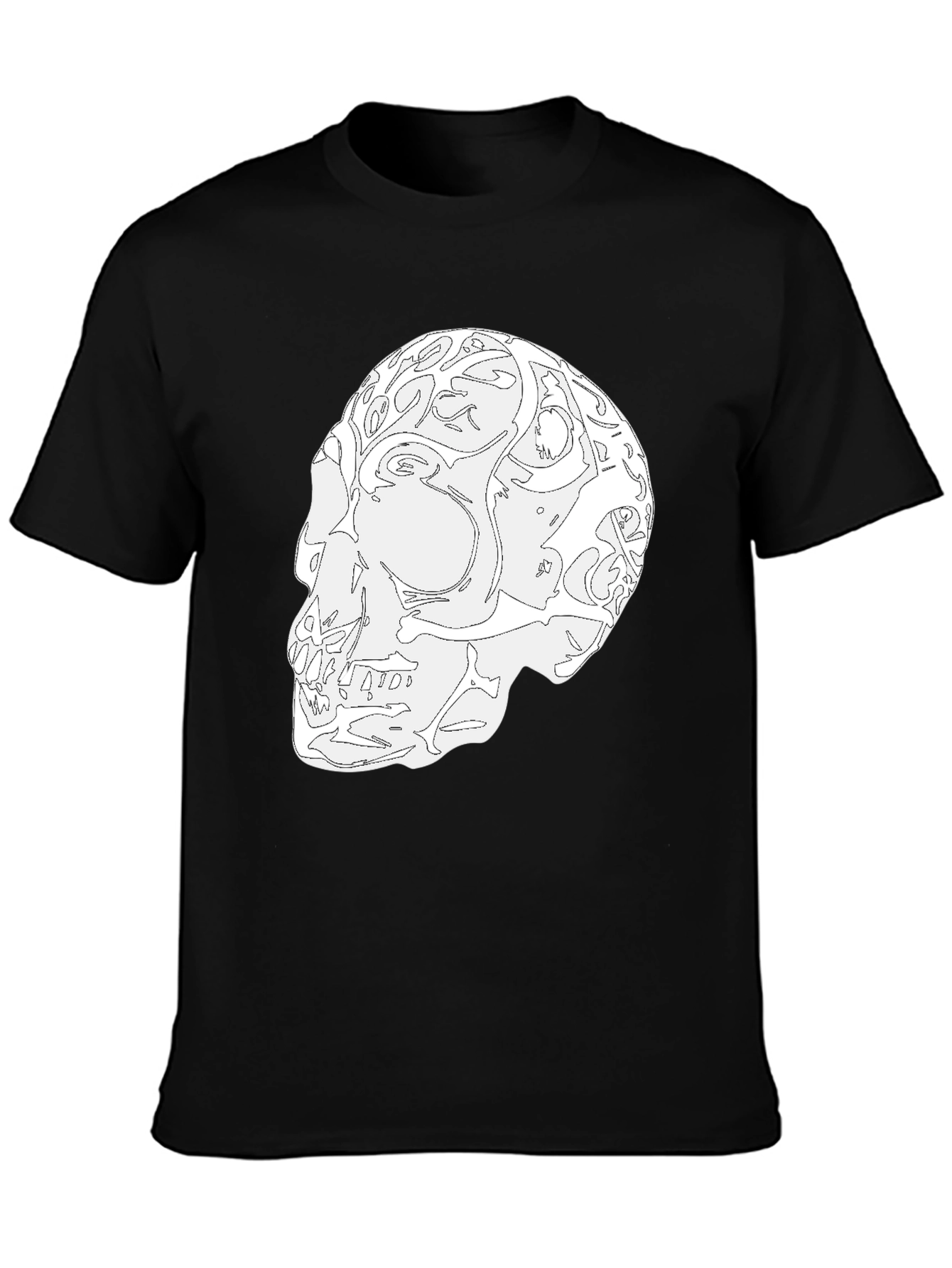 Black Skull Graphic Black T-Shirt - Unique Artistic Design view 3