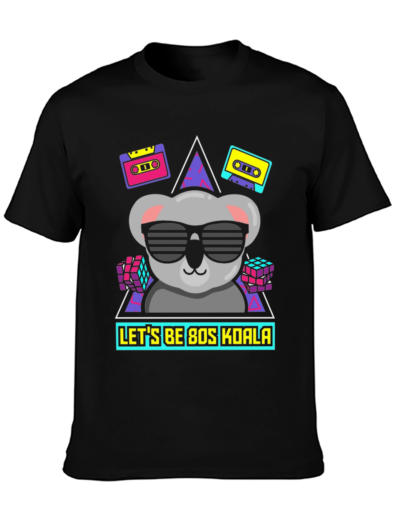 Black Retro 80s Koala T-Shirt view 3