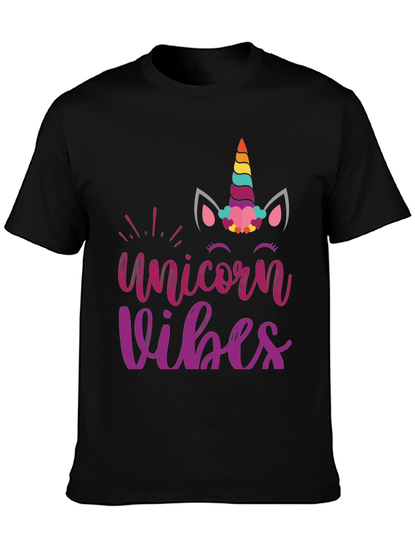 Black Unicorn Vibes Graphic T-Shirt view 3