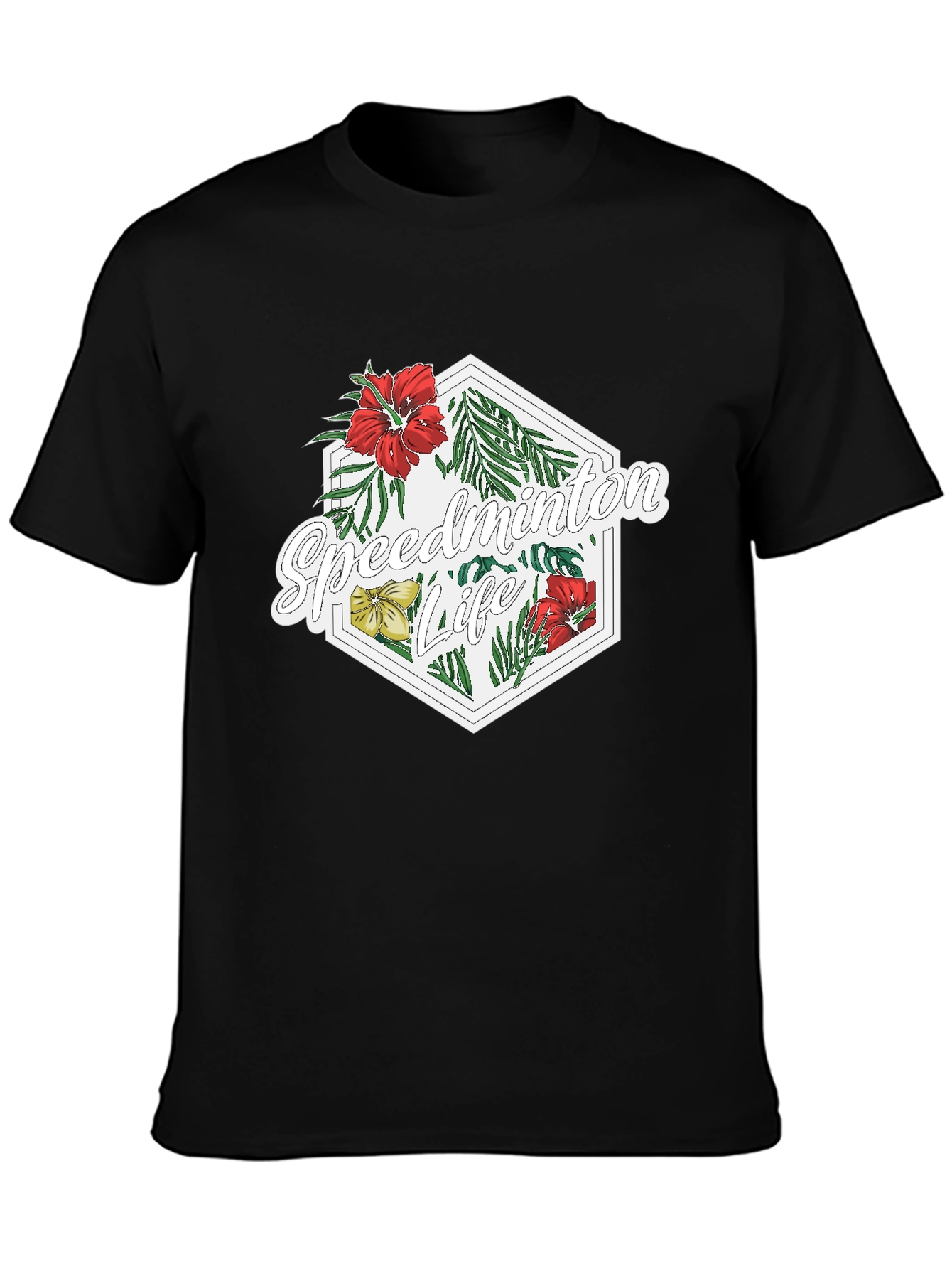 Black Speedminton Life Floral Black T-Shirt view 3
