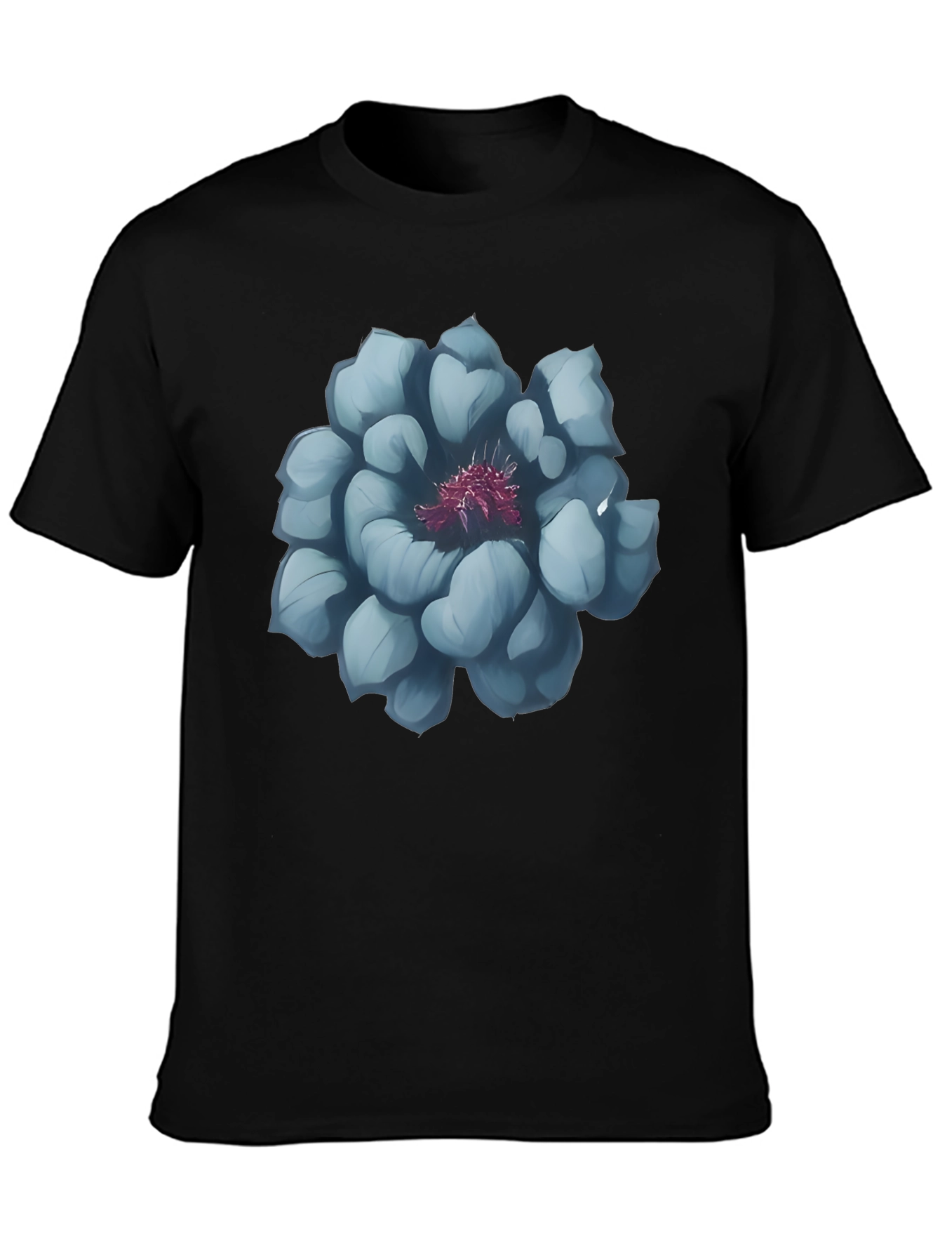 Black Men's Graphic Tee - Abstract Floral Design view 3