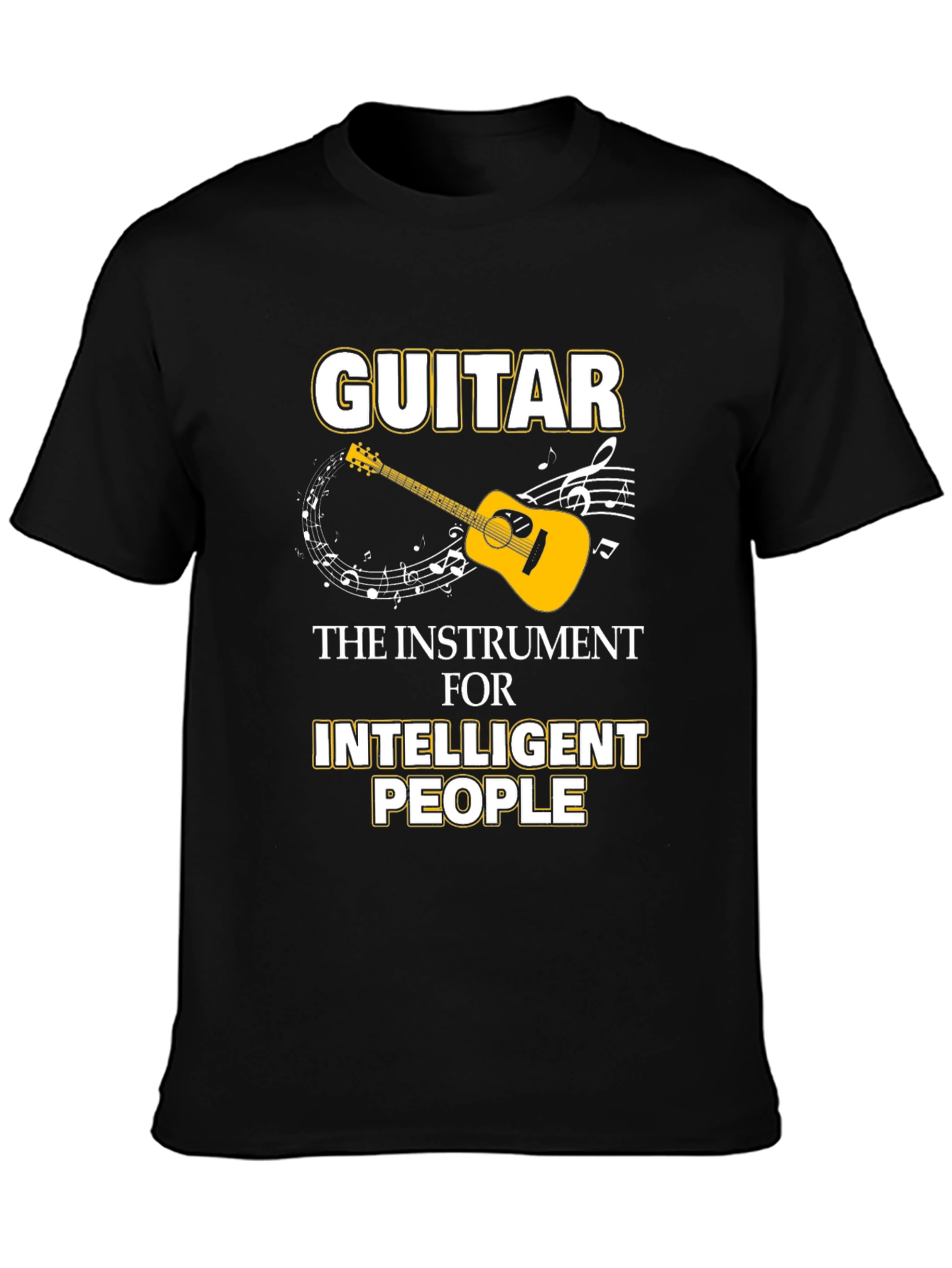 Black Guitar Intelligent People Black T-Shirt view 3