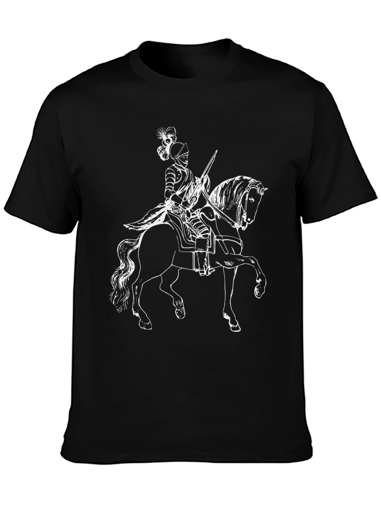 Black Knight on Horse T-Shirt - Black view 3