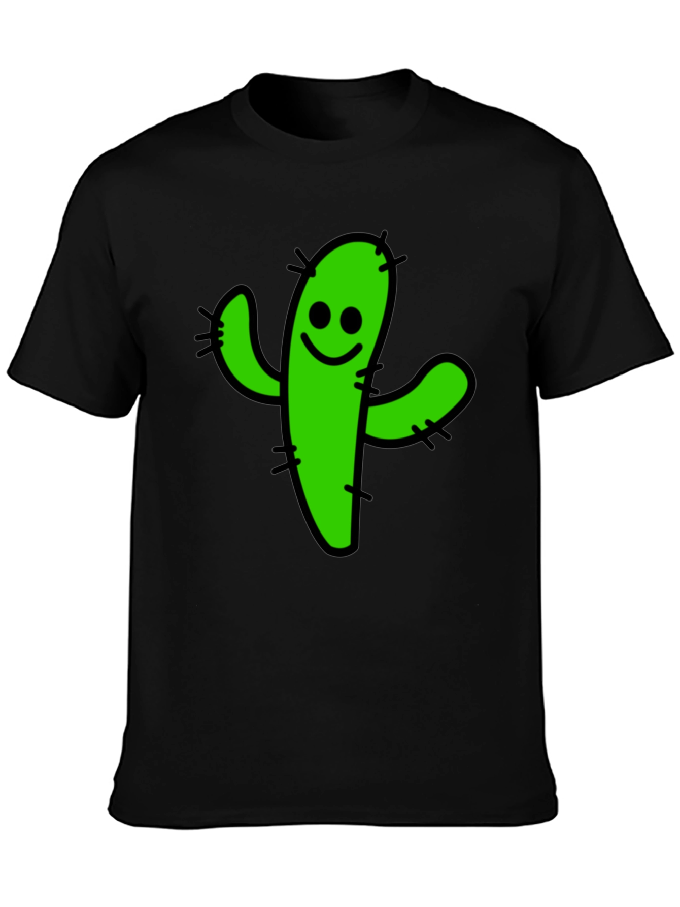 Black Funny Cactus Graphic T-Shirt - Black Cotton Tee view 3