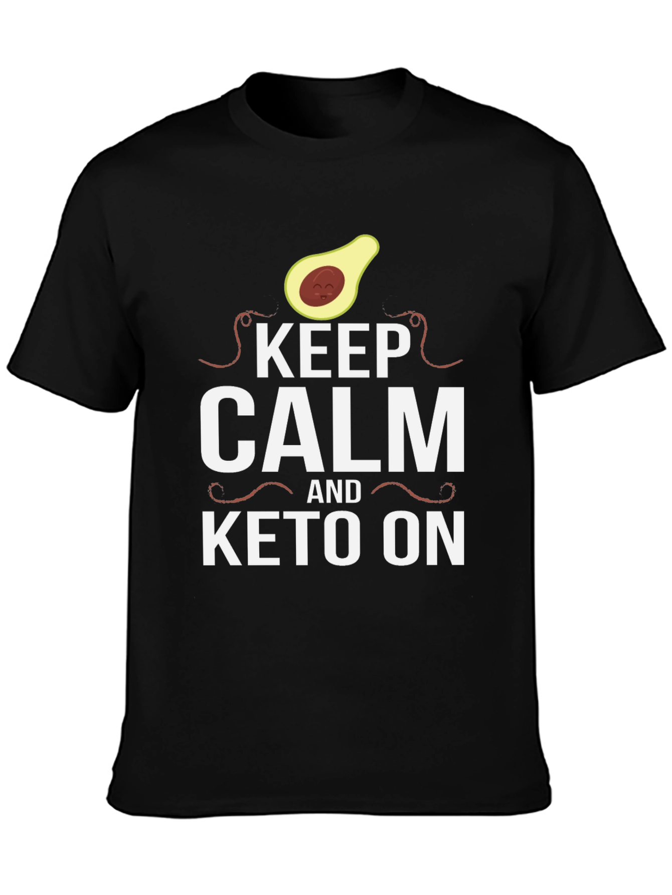 Black Keep Calm and Keto On Black T-Shirt view 3