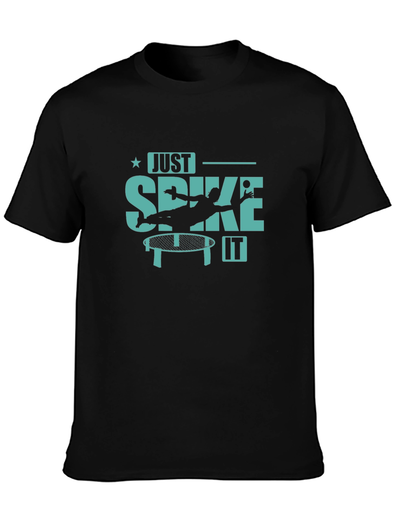 Black Just Spike It T-Shirt - Sporty Roundnet Design view 3