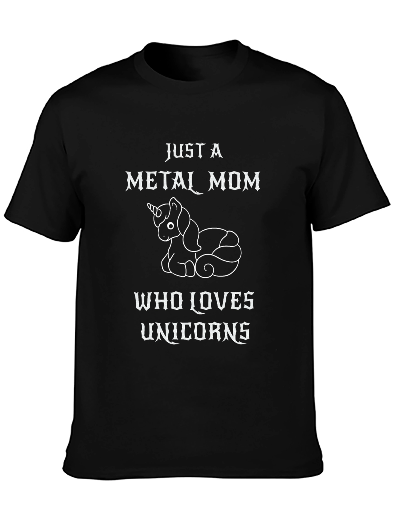 Black Metal Mom Unicorn Graphic T-Shirt view 3