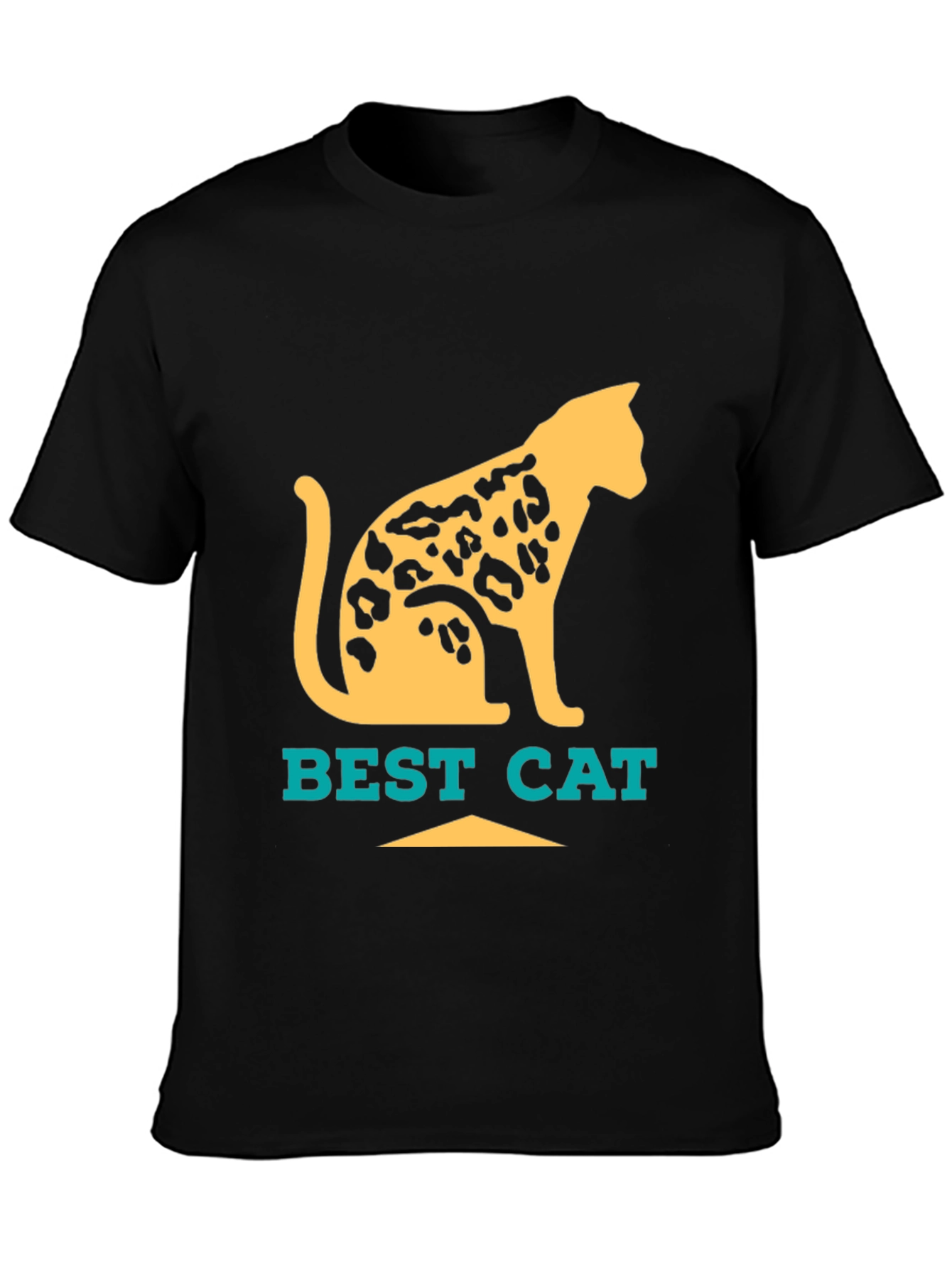 Black Best Cat Leopard Print T-Shirt - Cool Graphic Tee view 3