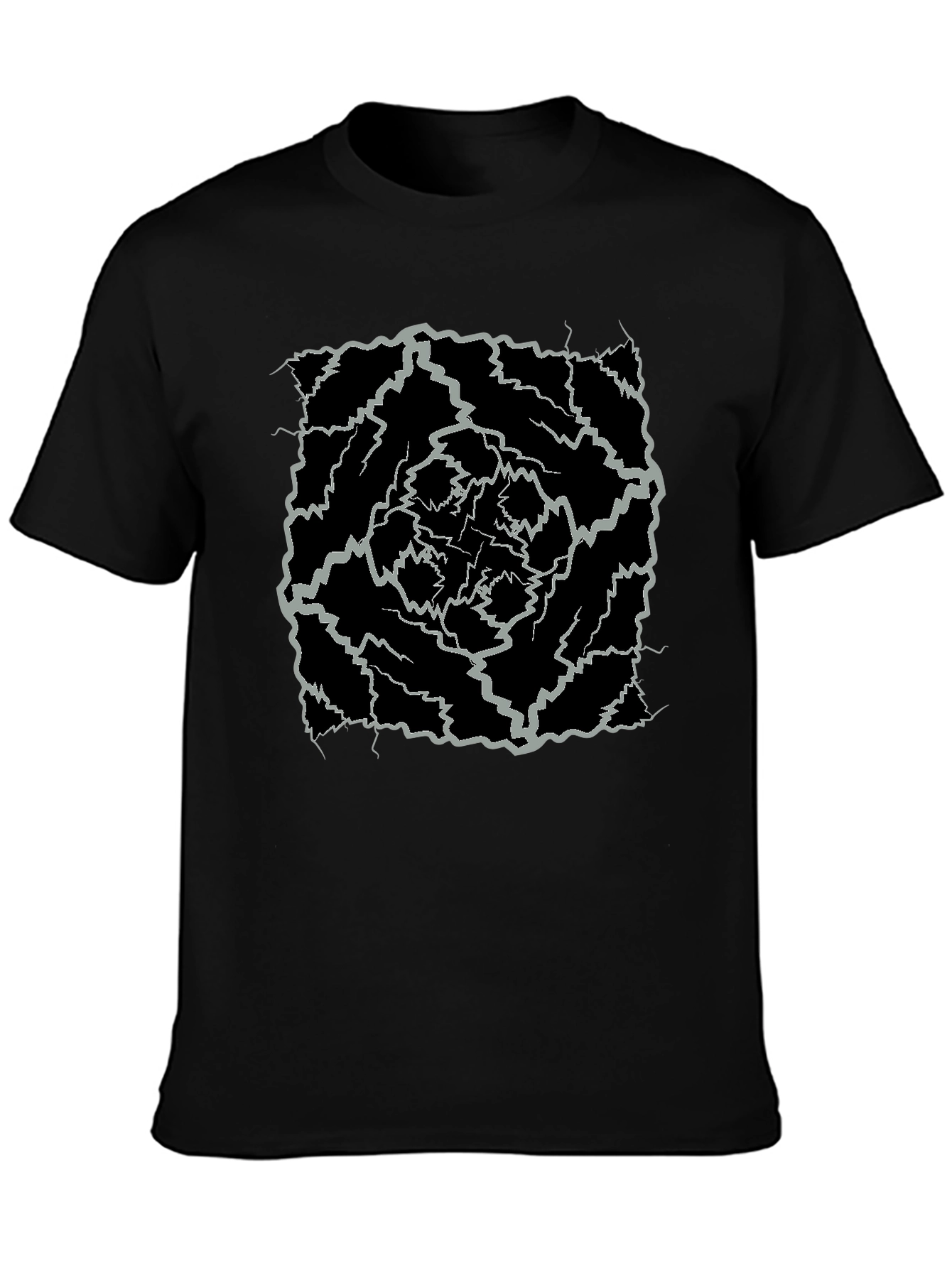 Black Abstract Lightning Bolt Graphic Black Tee view 3