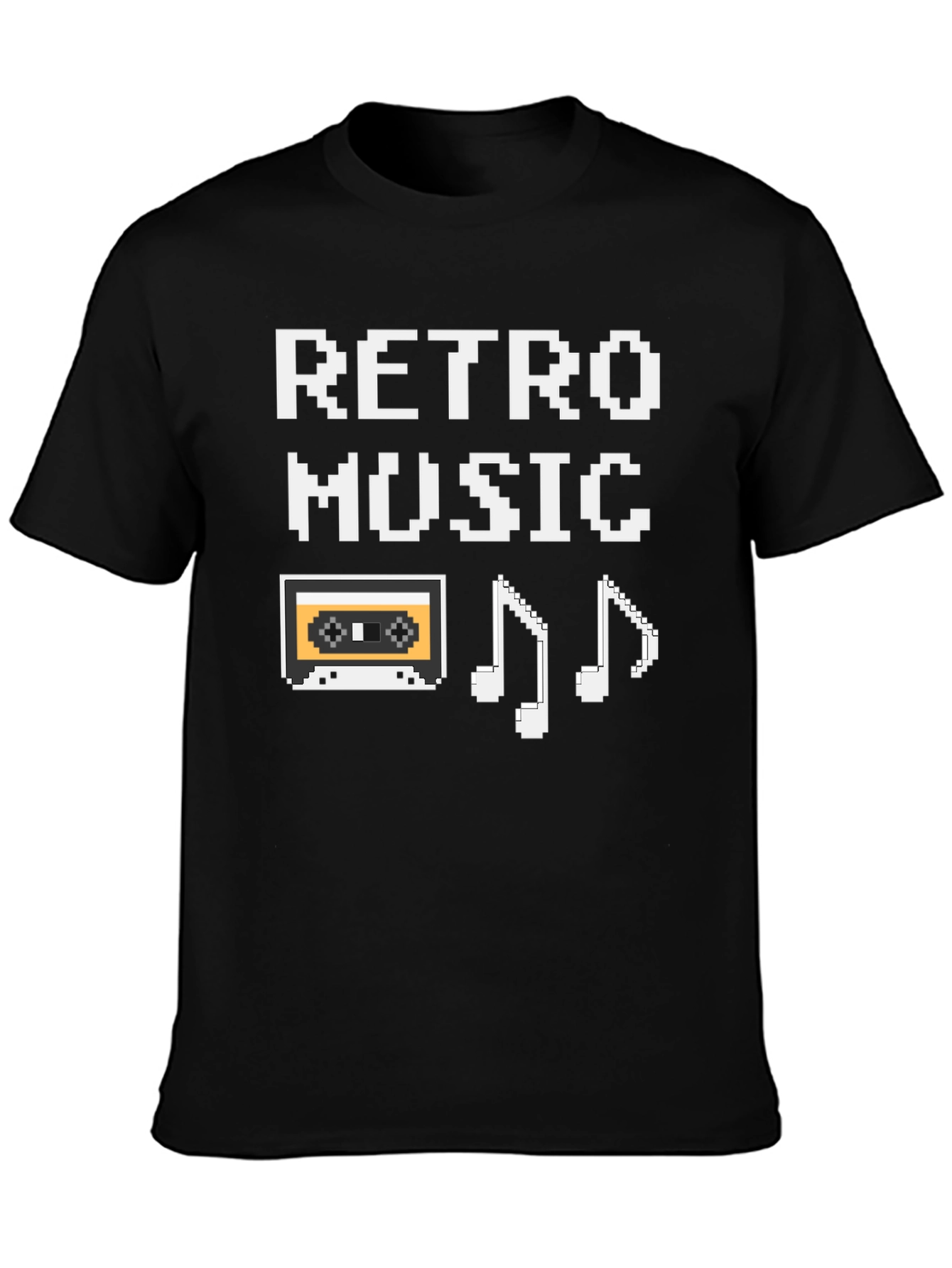 Black Retro Music Pixel T-Shirt - Vintage 8-Bit Style! view 3