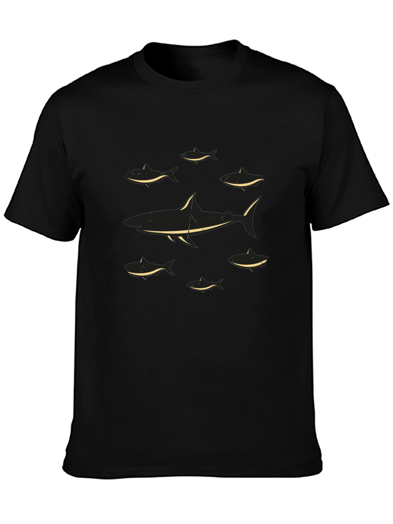 Black Shark Graphic Tee - Black Cotton T-Shirt view 3
