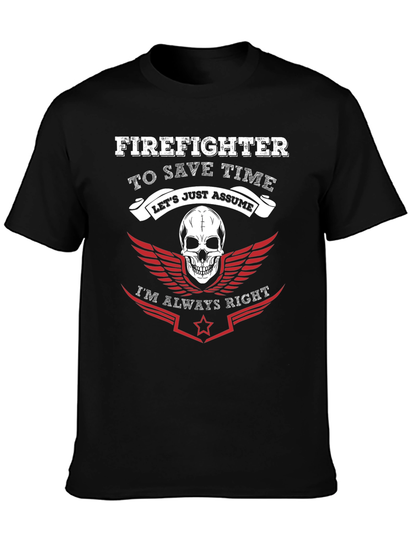 Black Firefighter Skull Graphic Tee - Always Right Humor view 3