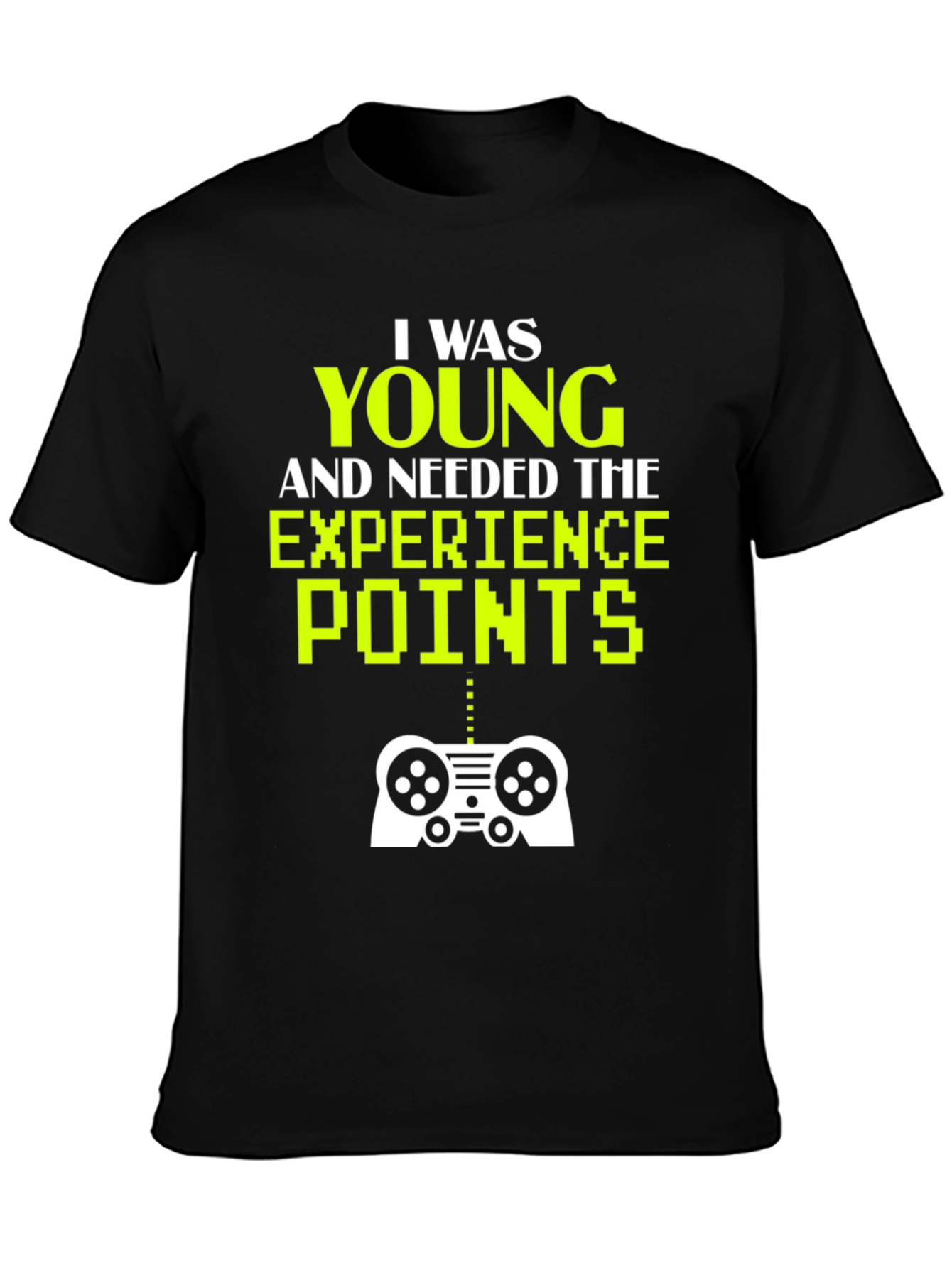 Black Gaming T-Shirt - I Was Young and Needed XP view 3