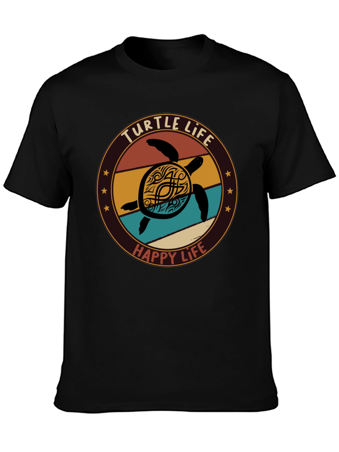 Black Turtle Life T-Shirt - Happy Life Tee view 3